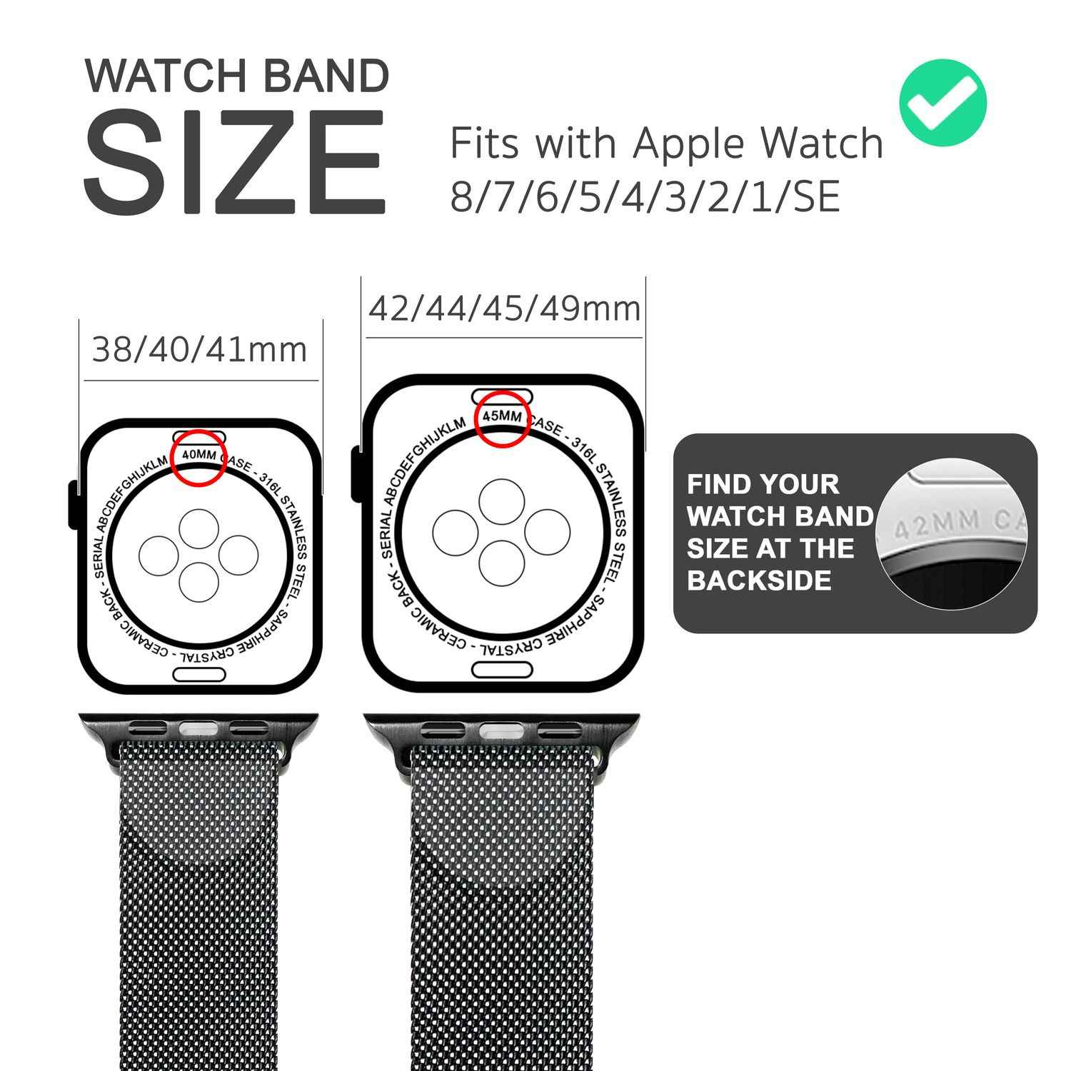 Milanaise Metall Armband für Apple Watch SE/8/7/6/5/4/3/2/1, 38/40/41mm
