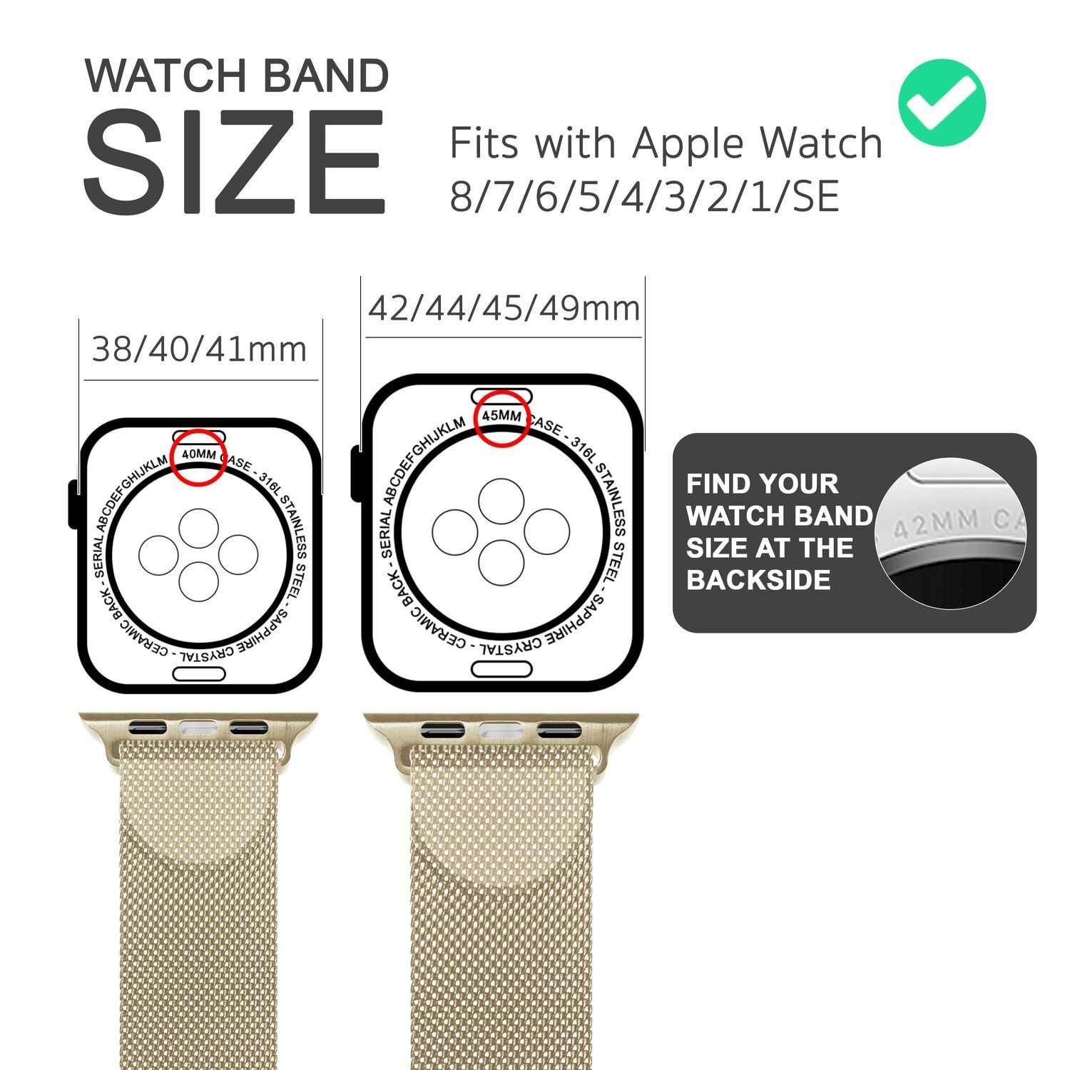 Milanaise Metall Armband für Apple Watch SE/8/7/6/5/4/3/2/1, 38/40/41mm