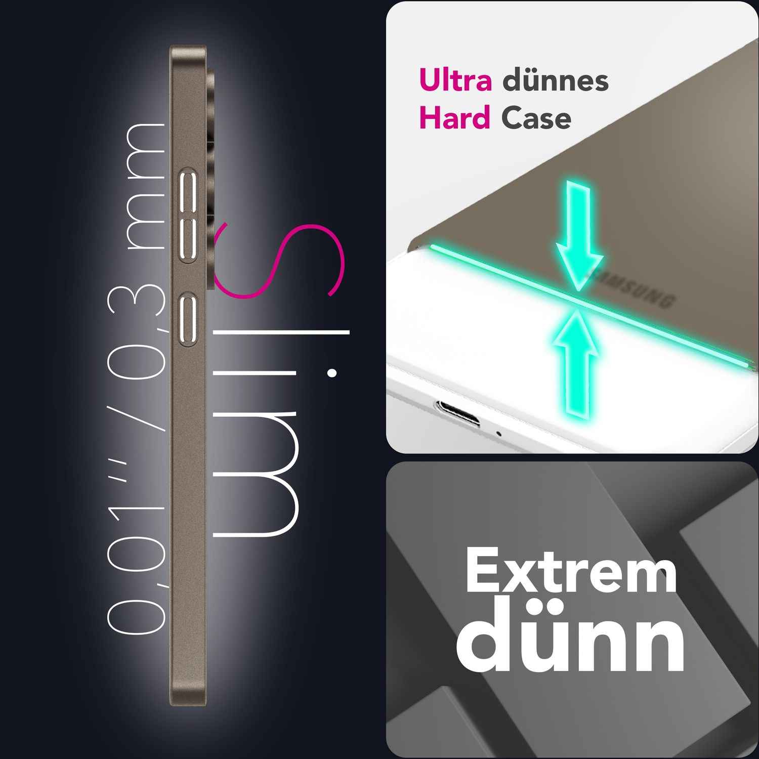 NALIA Phantom für Samsung Galaxy S25 Hülle, Extrem Dünnes 0,3mm Hardcase, Mattierte Schutzhülle, Fingerabdruck-Resistent, Minimalistisch, Federleichte Handyhülle