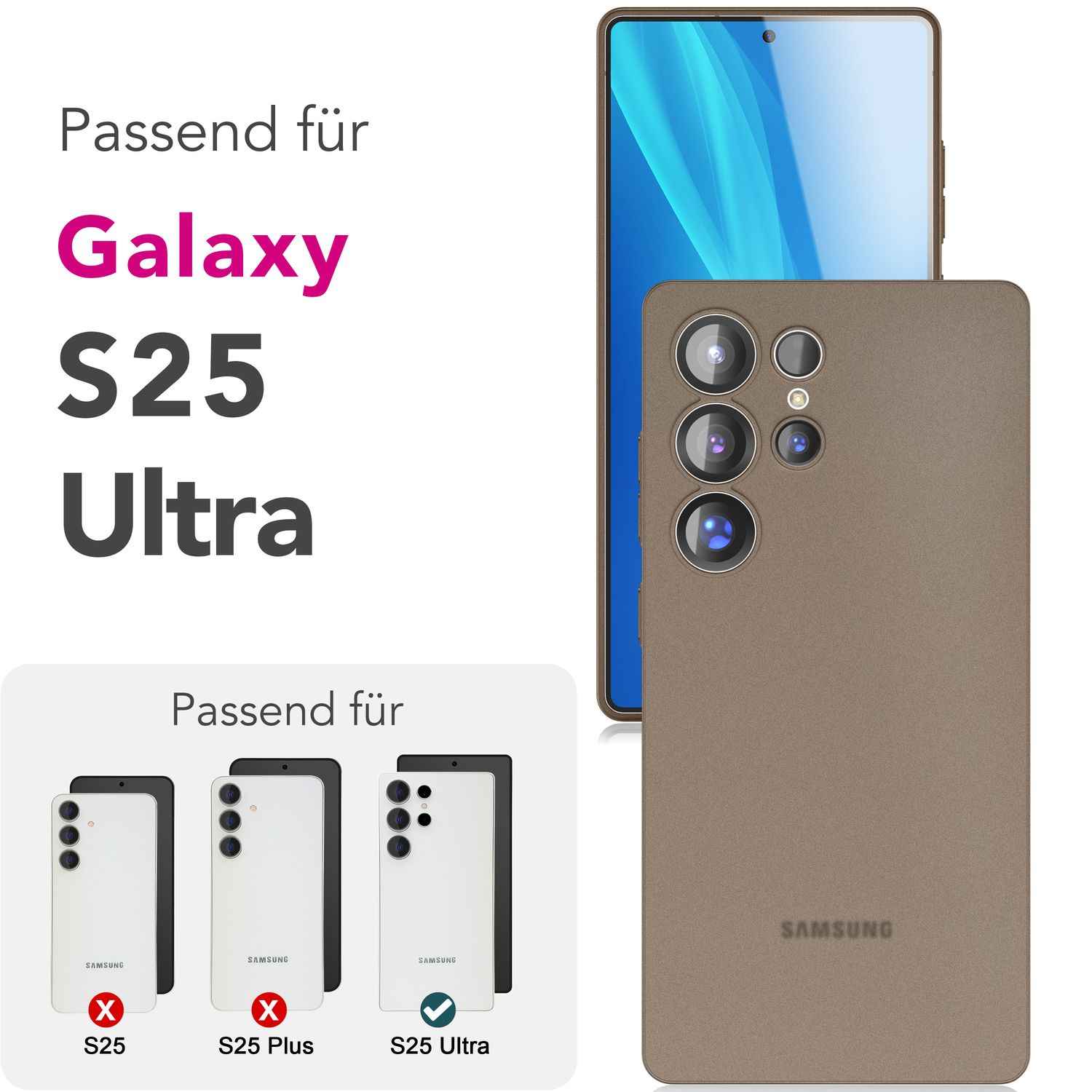 NALIA Phantom für Samsung Galaxy S25 Ultra Hülle, Extrem Dünnes 0,3mm Hardcover, Anti-Fingerabdruck, Schlanke Mattierte Handyhülle, Federleicht, Ultra Slim Cover