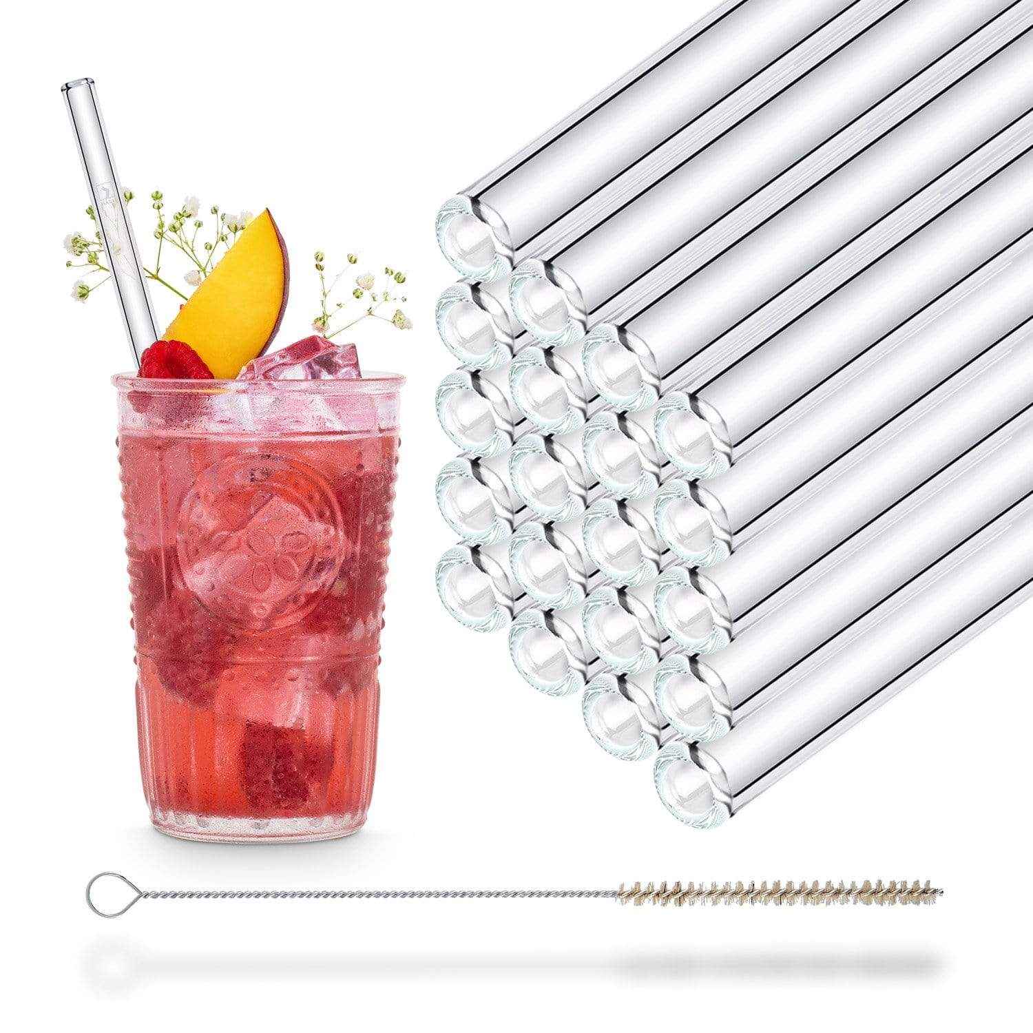 20x 20cm (Gerade) Glasstrohhalme Party Set