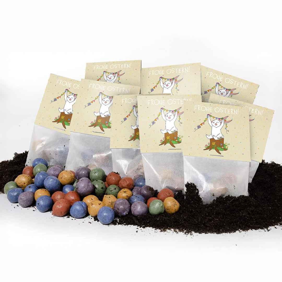 10x5 Blumenmurmeln im Tütchen "Osterhase"