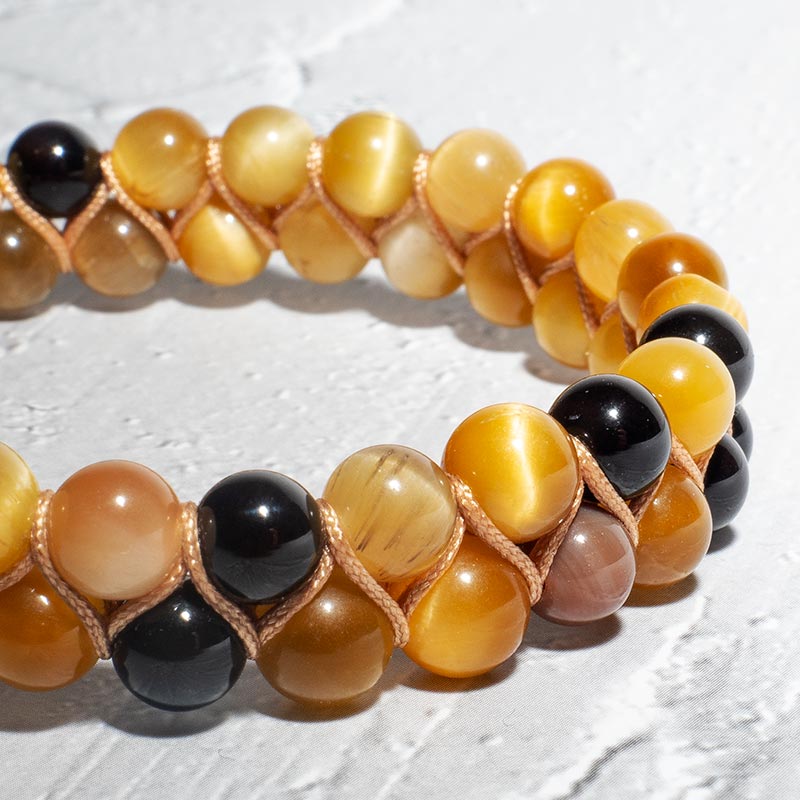 Perlenarmband Onyx und Achat 6mm - Eleganz für jeden Anlass