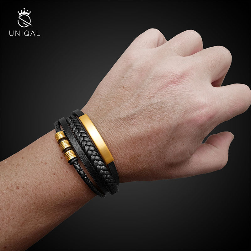 Elegantes Lederarmband mit goldenen Akzenten - Bild 3