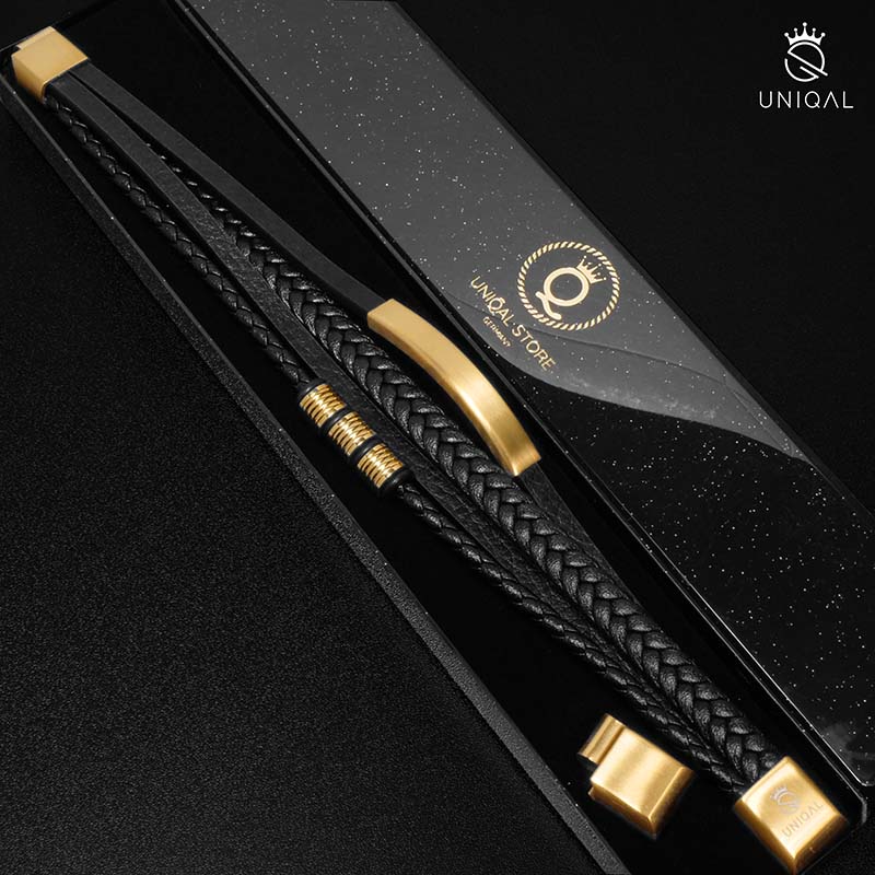 Elegantes Lederarmband mit goldenen Akzenten - Bild 4