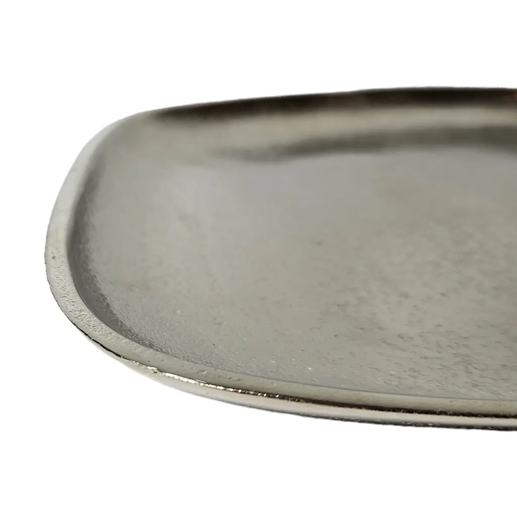 Dekoschale Aluminium silber rechteckig 25×22×1,8 cm glänzend | Miamonda