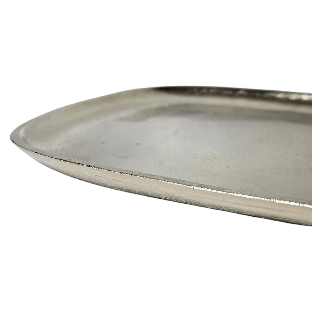 Dekoschale Aluminium silber rechteckig 25×22×1,8 cm glänzend | Miamonda