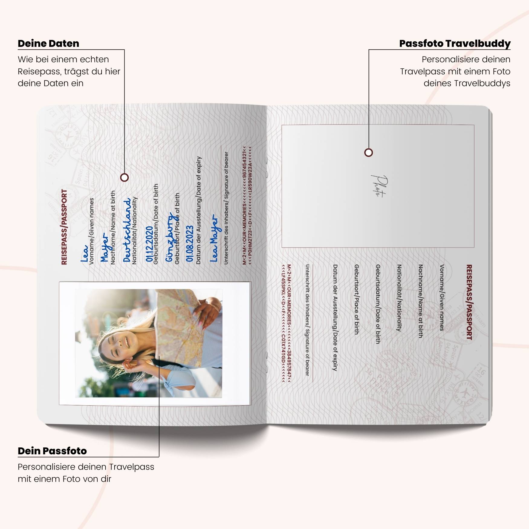 Travelpass Reisetagebuch in Blau mit elastischem Verschlussband