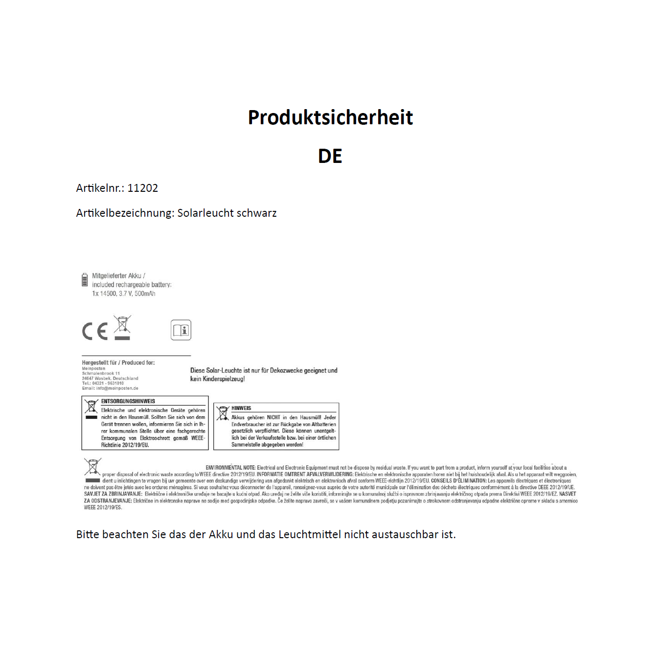 Solarleuchte Hängeleuchte Metall schwarz LED warmweiß 14x14x64 cm | Miamonda