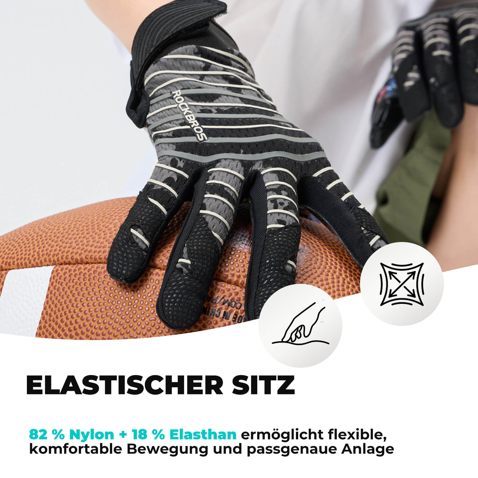 ROCKBROS Kinder-Handschuhe, atmungsaktives Material, elastisch, perfekte Passform