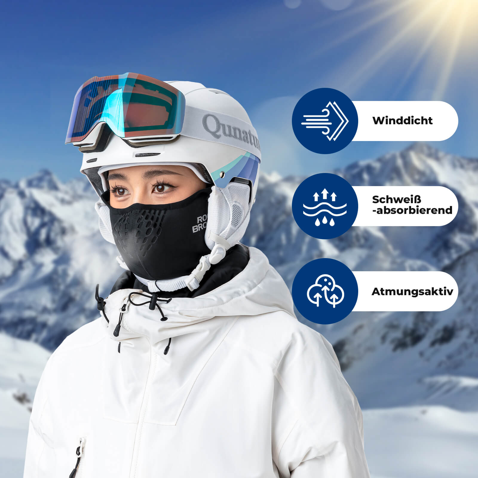 ROCKBROS weiche Gesichtsmaske in Schwarz, ideal für Outdoor-Aktivitäten