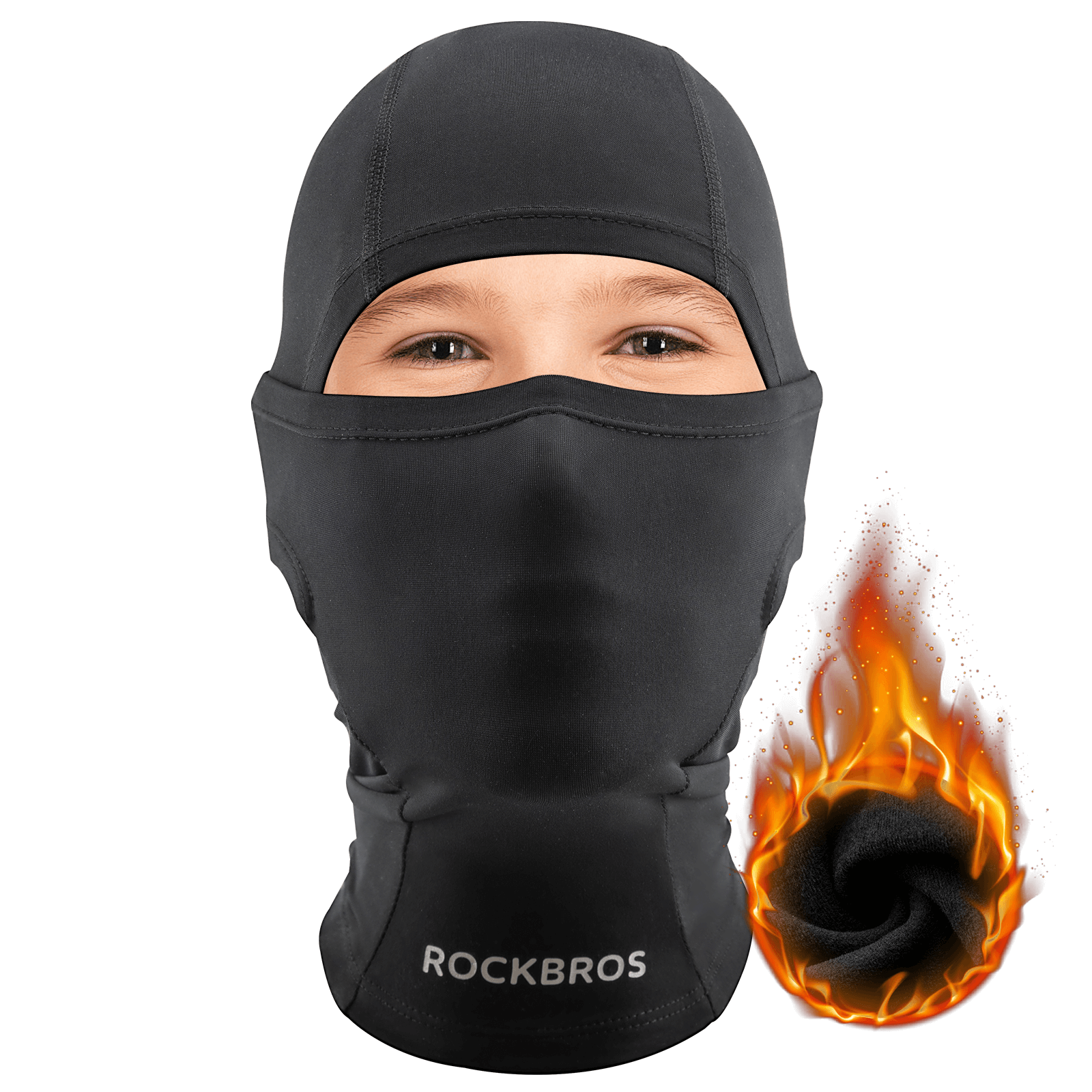 ROCKBROS Kinder Sturmhaube in Schwarz mit Gesichtsmaske, ideal für kaltes Wetter