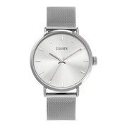 s.Oliver SO-4222-MQ Herrenuhr, silbernes Gehäuse, schwarzes Ziffernblatt, Lederarmband