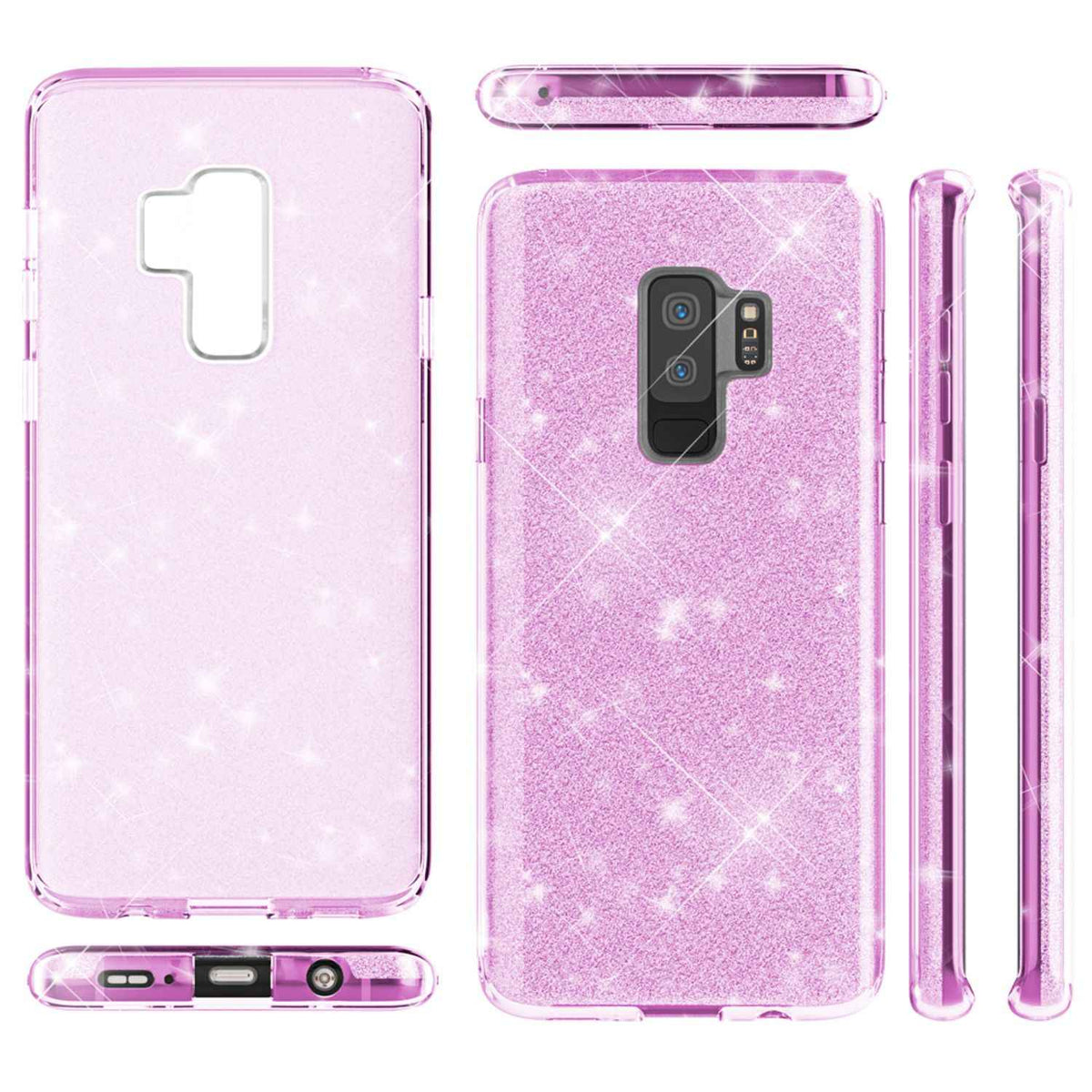 NALIA Handy Hülle für Samsung Galaxy S9 Plus, Glitzer Case Cover Tasche Bumper