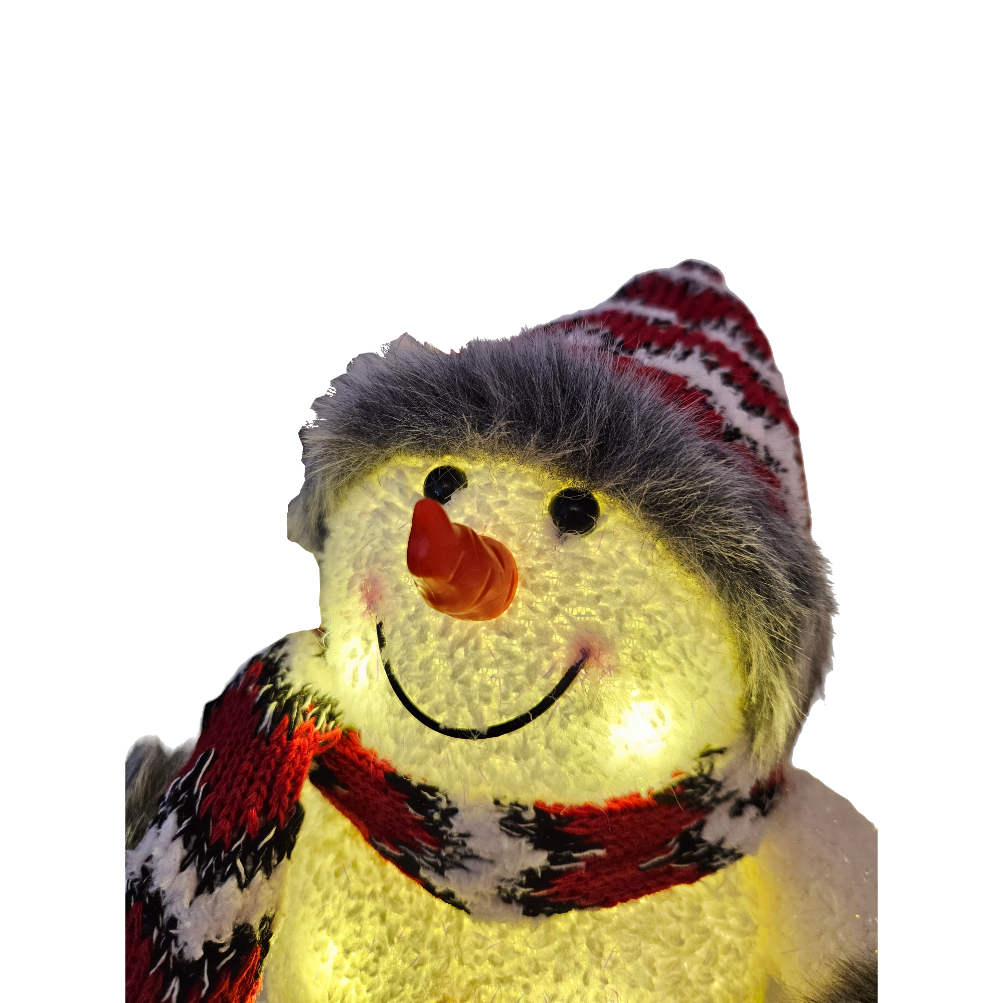 LED-Dekofigur Schneemann 20 cm Kunststoff Plüsch 2er Set rot grau warmweiß