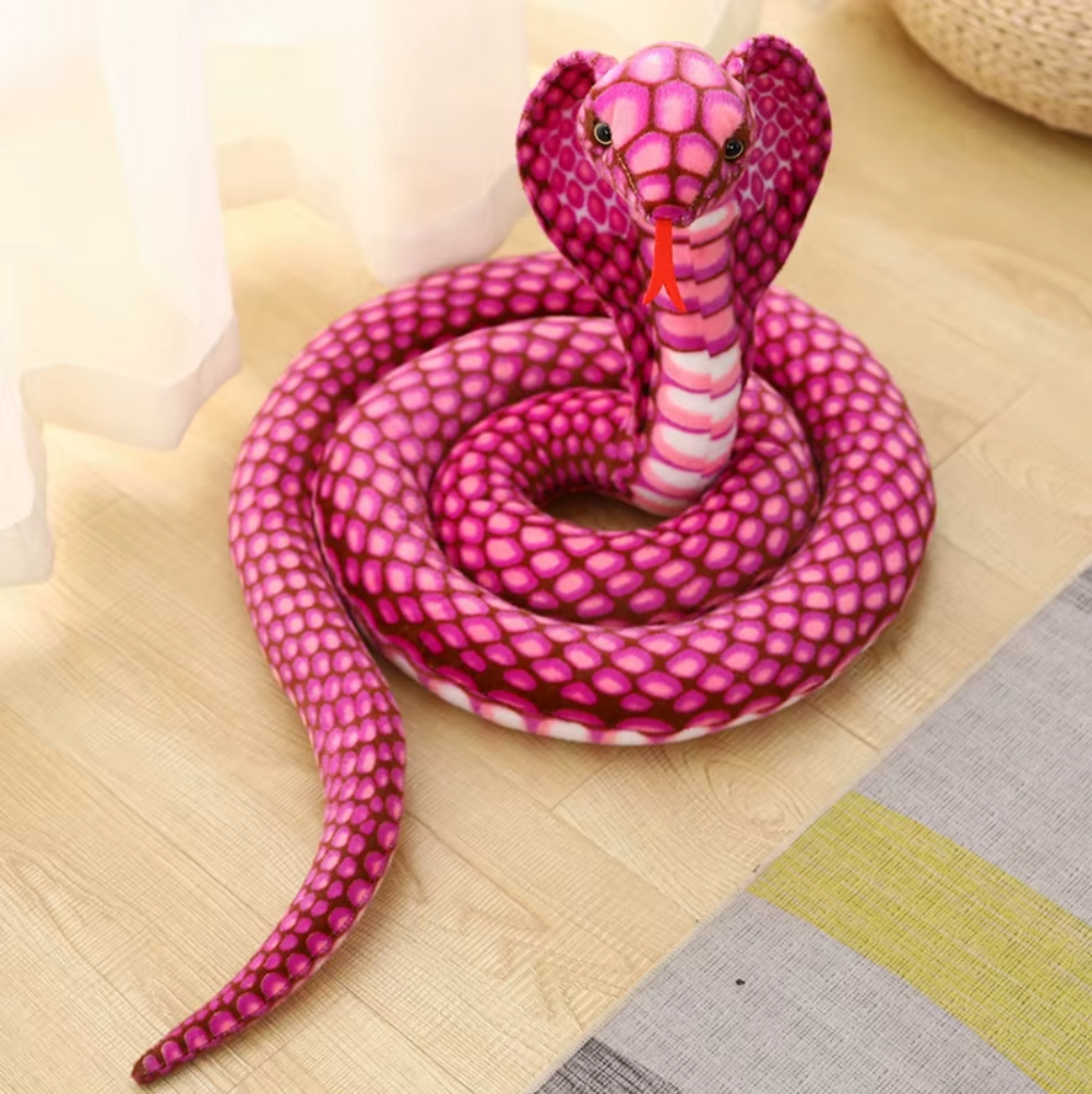 Kobra Schlange Kuscheltier XXL - 170 cm Plüschtier Rosa Pink Stofftier