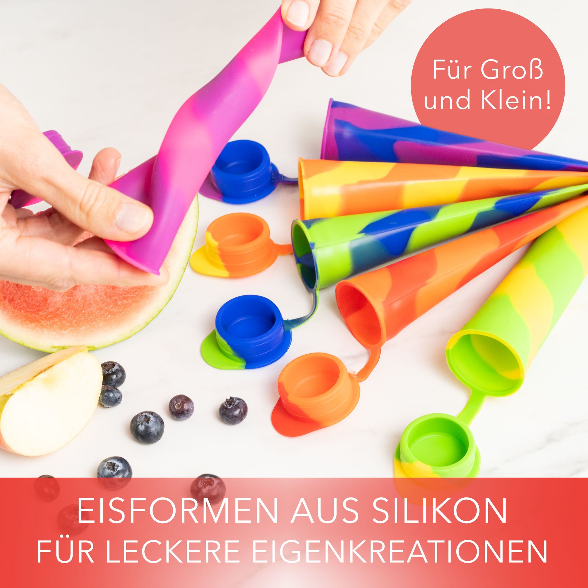 Silikon-Eisformen, 6 Stück, perfekt für selbstgemachte Eiswürfel und Eis am Stiel