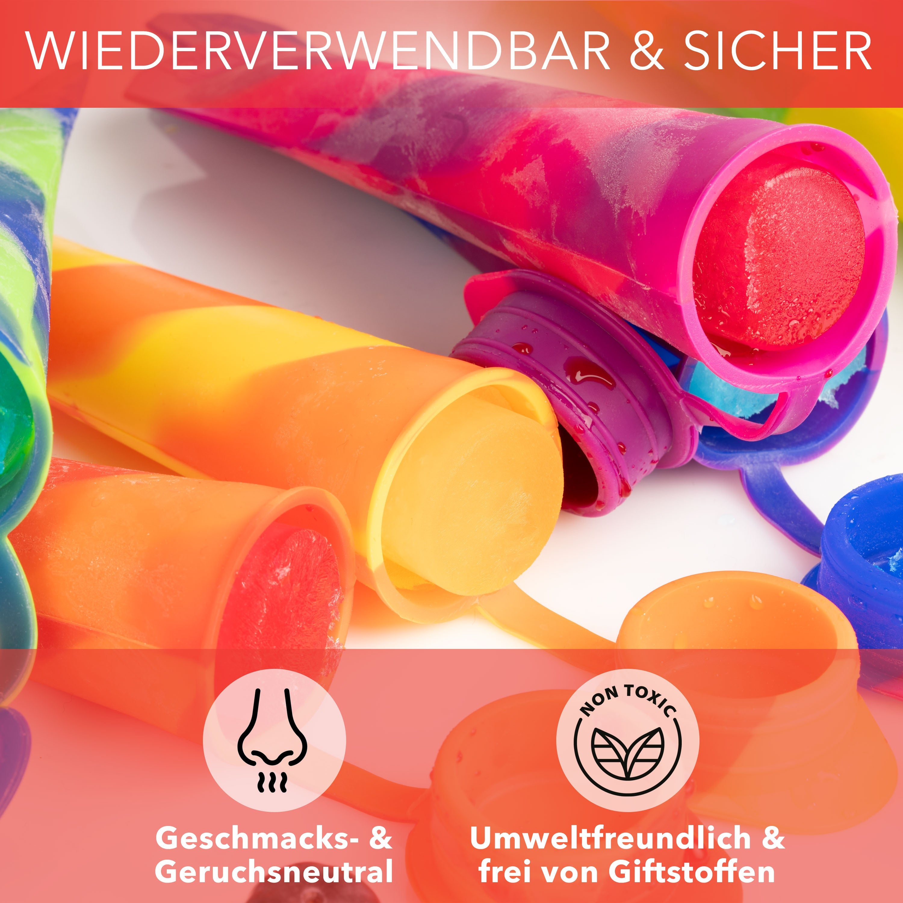 Wiederverwendbare Silikon-Eisformen, 6 Stück, umweltfreundlich und leicht zu reinigen