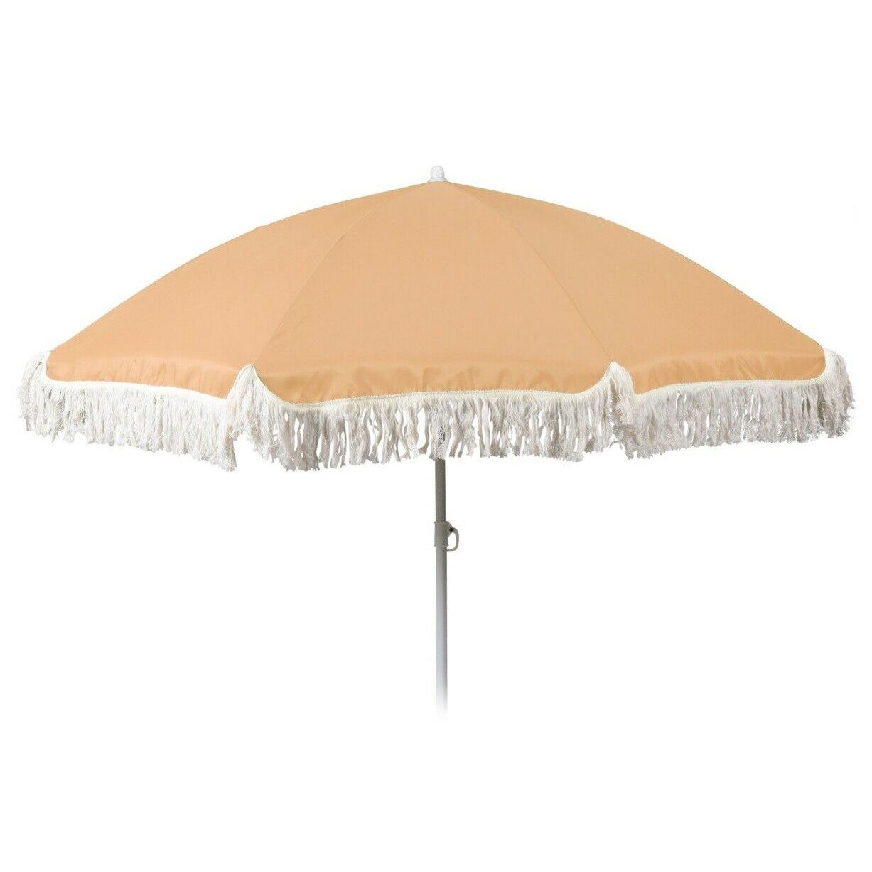 Sonnenschirm UV-Schutz 30+, Strandschirm mit Fransen, Ø 155 cm, sonnengelb