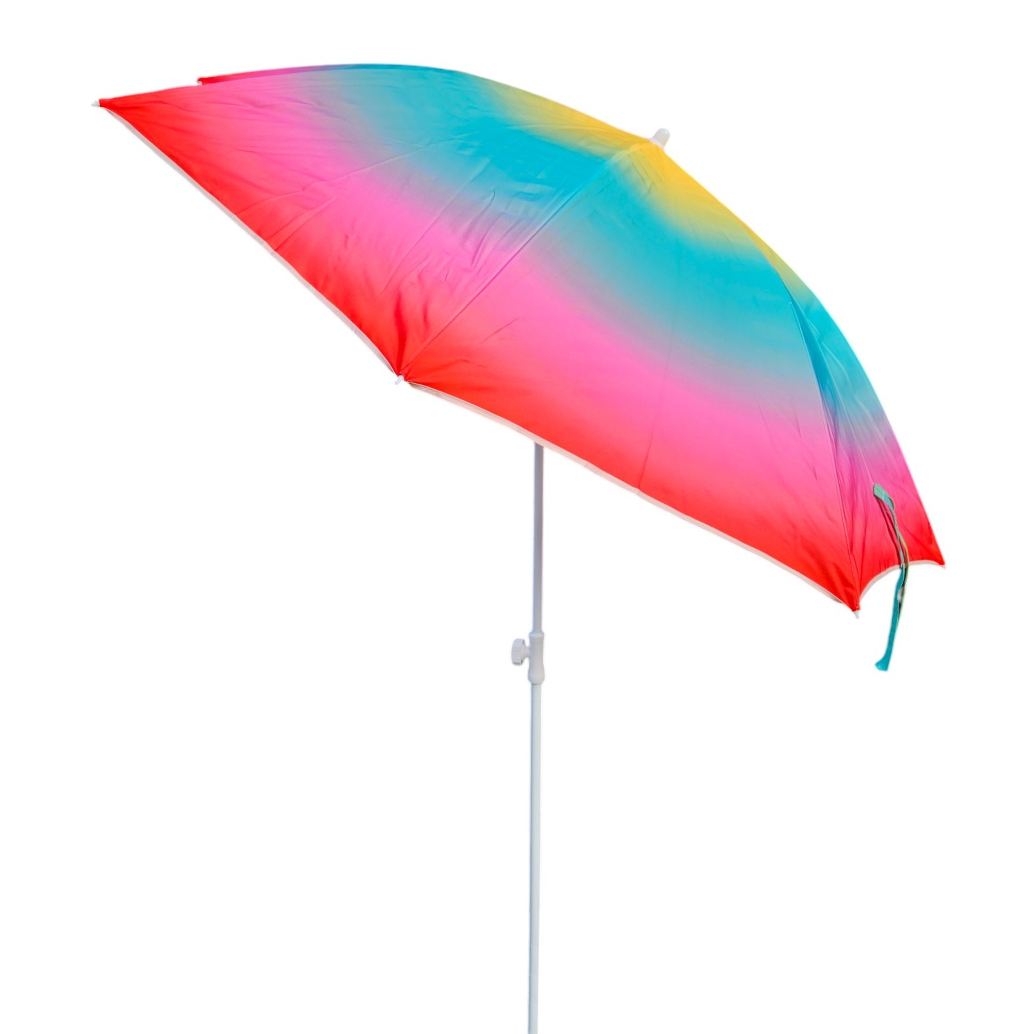 Gelber und roter Sonnenschirm mit UV Schutz 50+, Durchmesser 155 cm, bunt gestreift