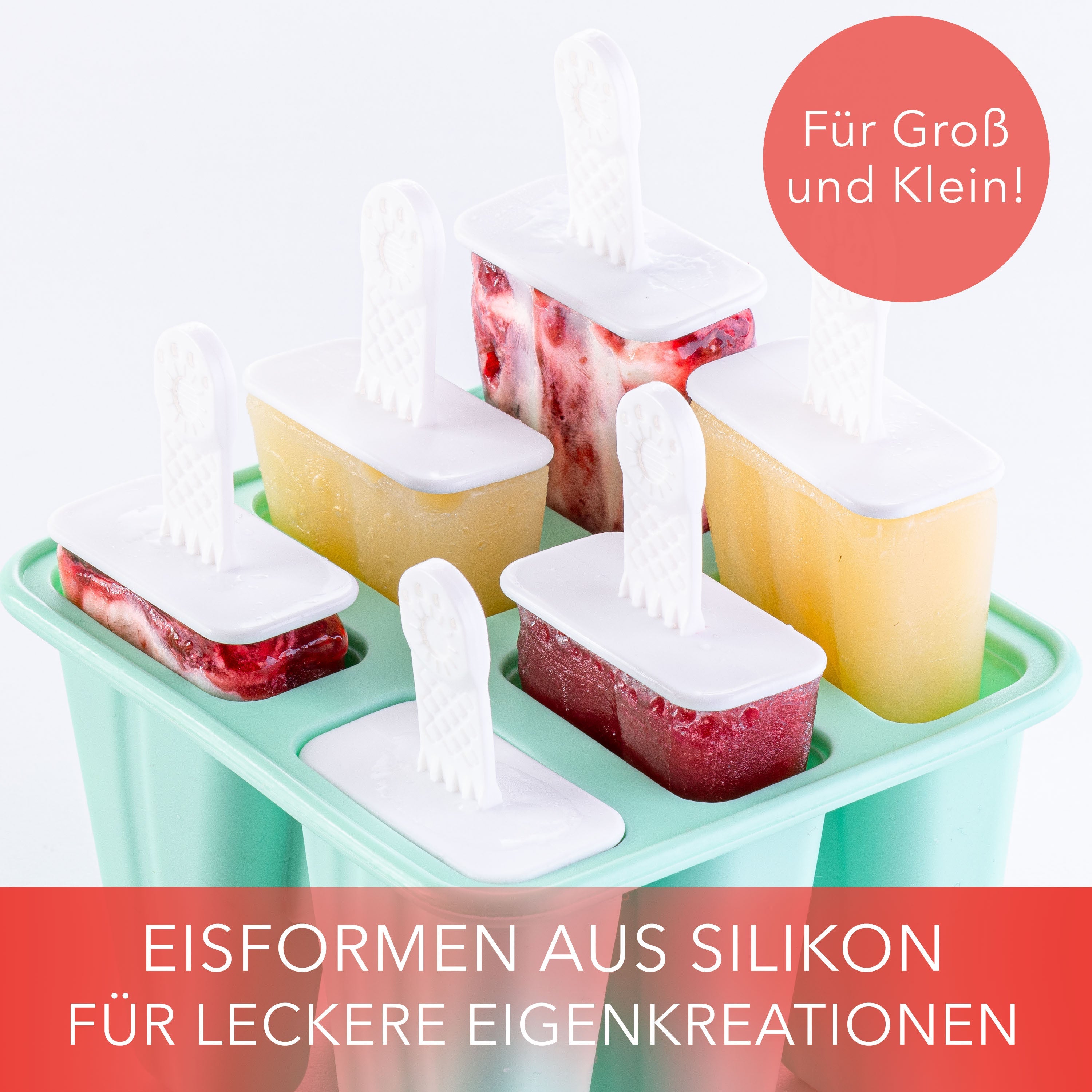 Silikon-Eisformen in Türkis, ideal für kreative Eislutscher