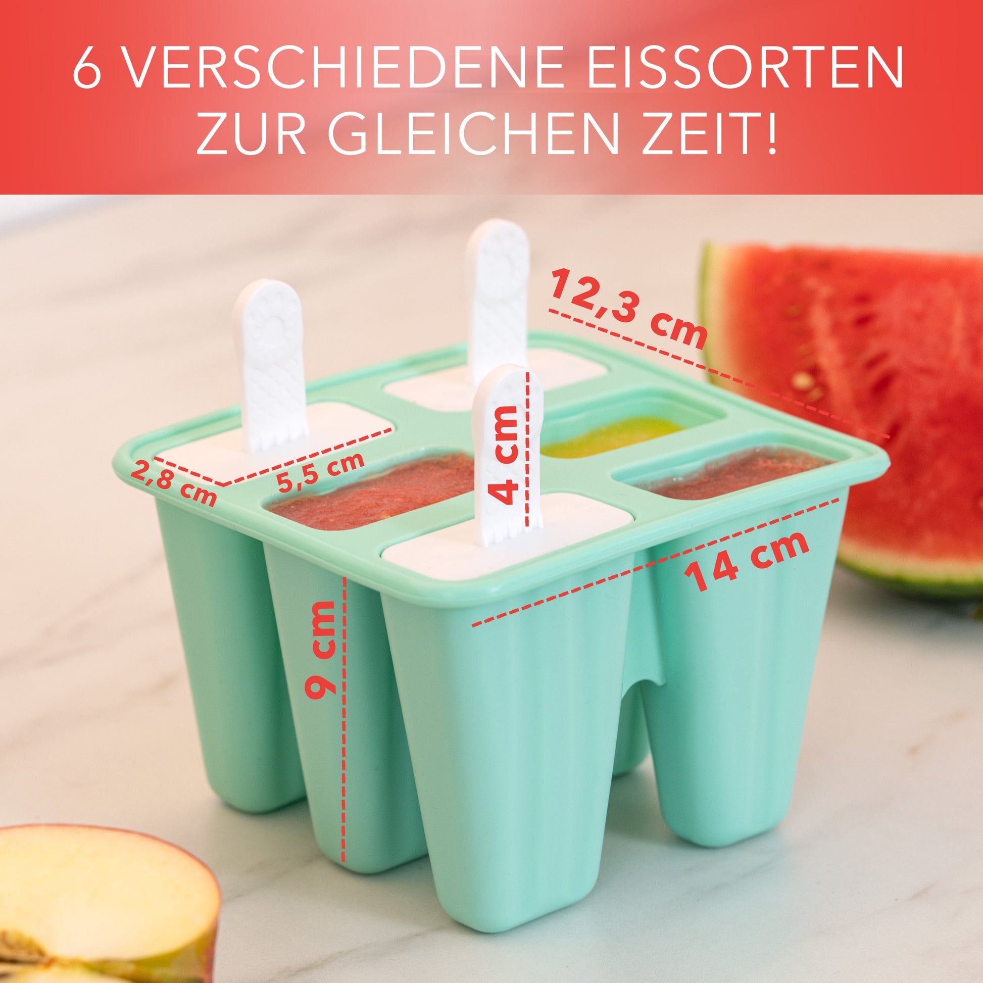 Türkise Eislutscher-Formen aus Silikon, perfekt für den Sommer