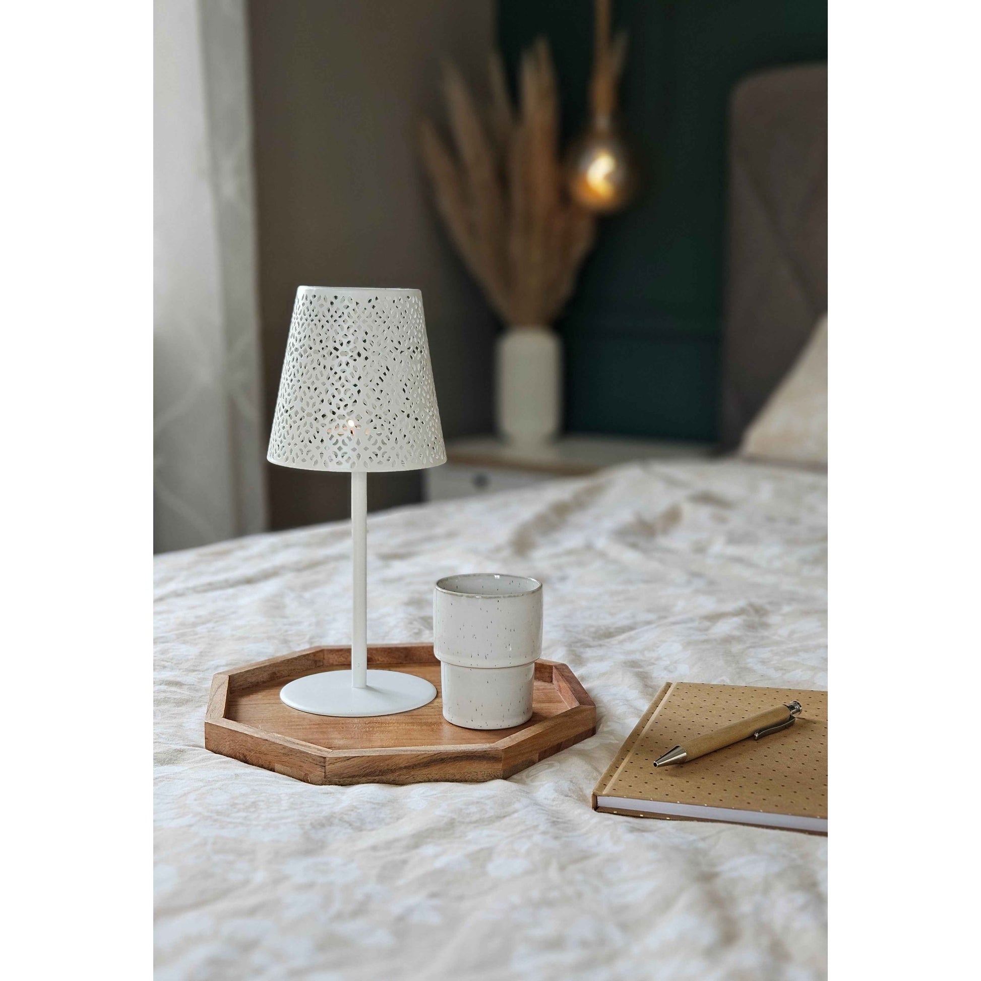 Tablett Dekotablett Achteckig Akazie 25 cm Holztablett Modern Kerzentablett