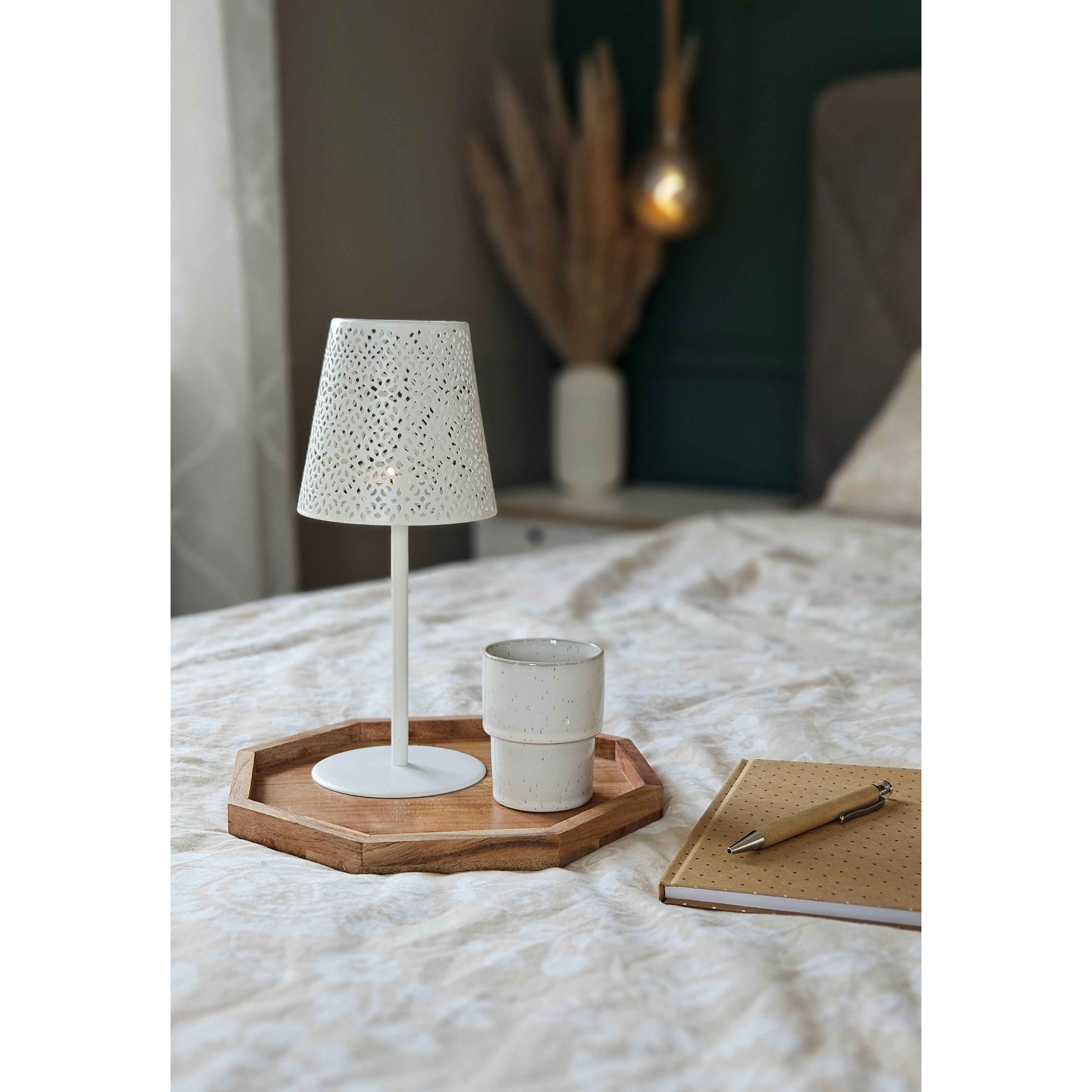 Tablett Dekotablett Achteckig Akazie 25 cm Holztablett Modern Kerzentablett