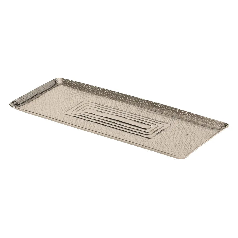 Dekotablett rechteckig Metall silber 47×19 cm | Miamonda
