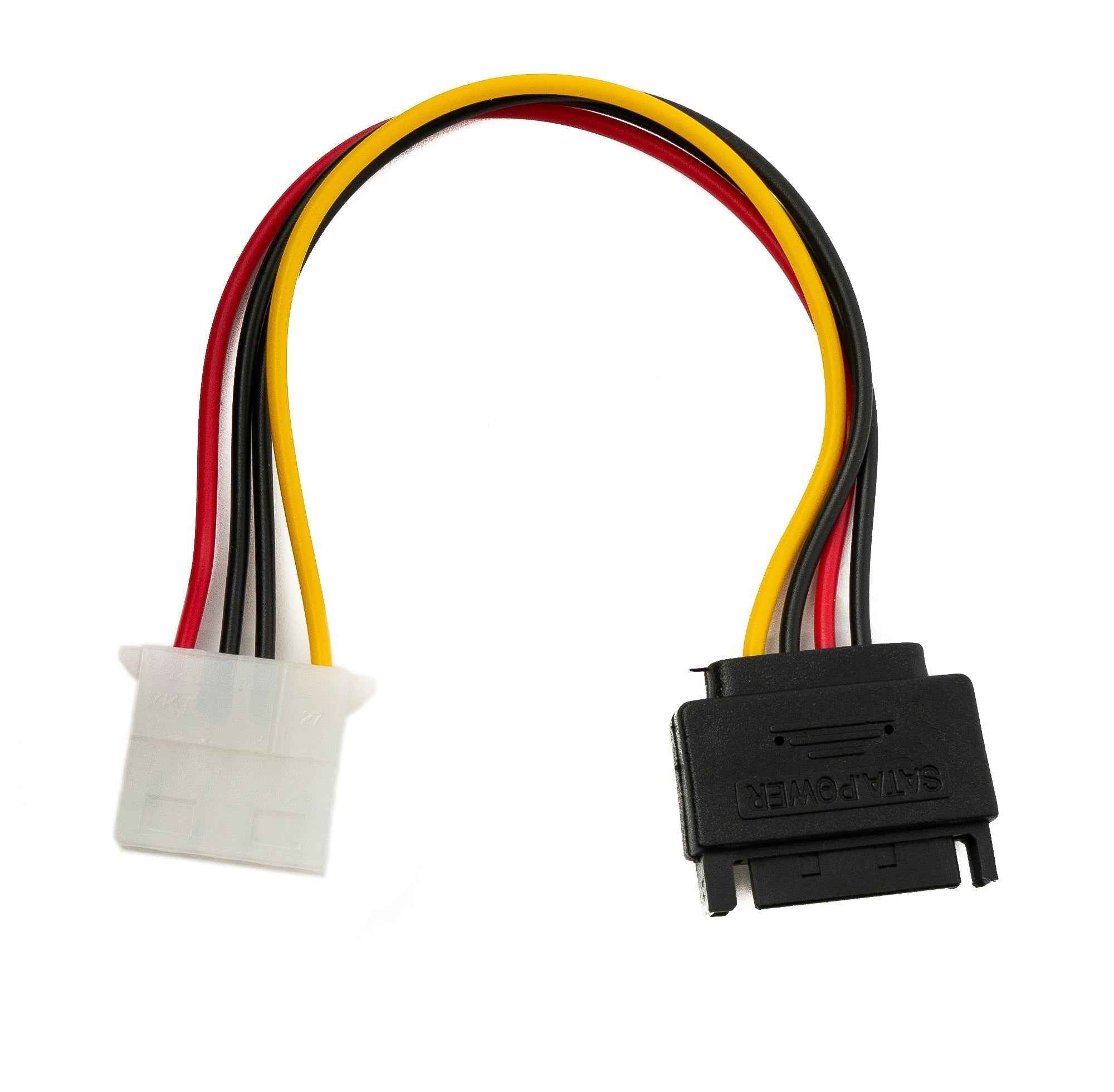 SYSTEM-S SATA Kabel 20 cm 15Pin Stecker zu IDE 4Pin Molex für Festplatte Laufwerke
