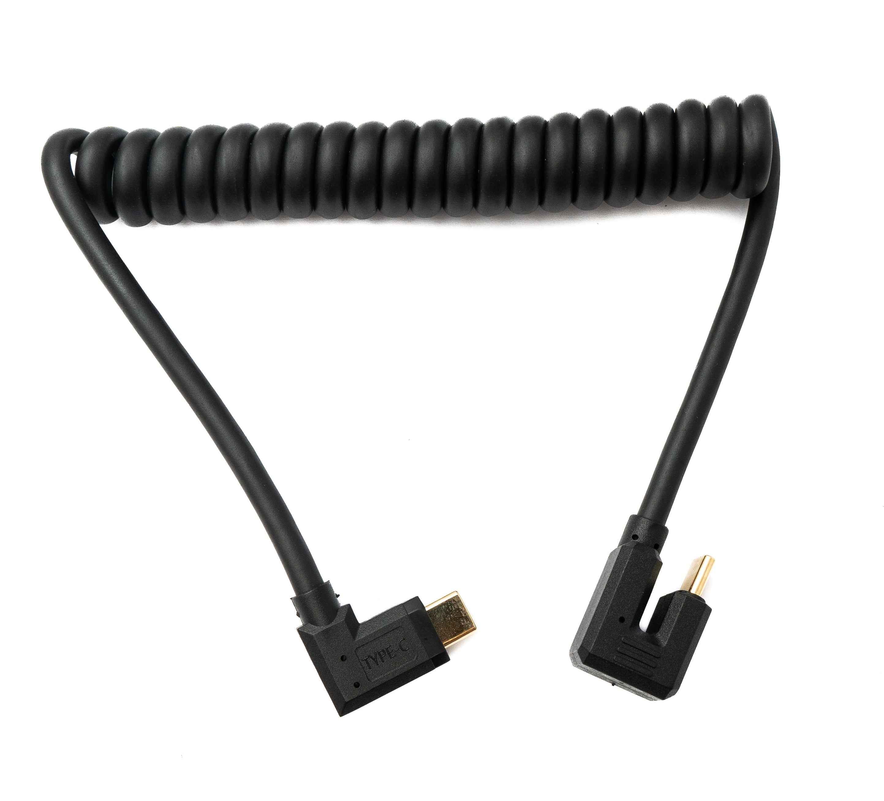 SYSTEM-S USB 3.1 Typ C Kabel 80 cm Stecker zu Stecker 5 Gbit/s Spirale U Turn 180° Winkel