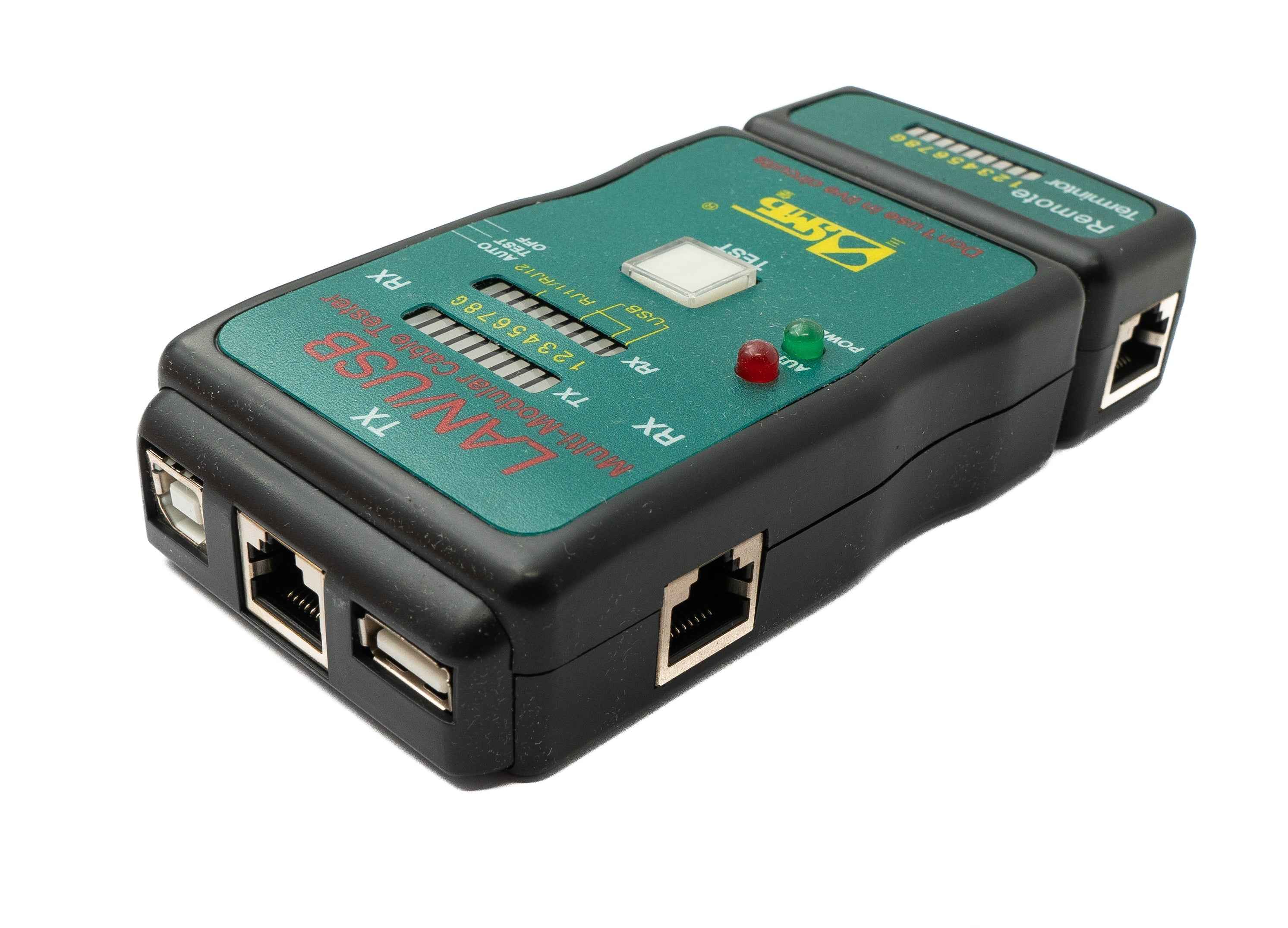 SYSTEM-S Netzwerk Kabeltester RJ45 RJ11 RJ12 USB A B mit Remote Gerät LAN Leistungstester Kabelprüfer