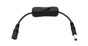 SYSTEM-S DC Kabel 20 cm 24V 5,5 x 2,5 Stecker zu Buchse Schalter in Schwarz