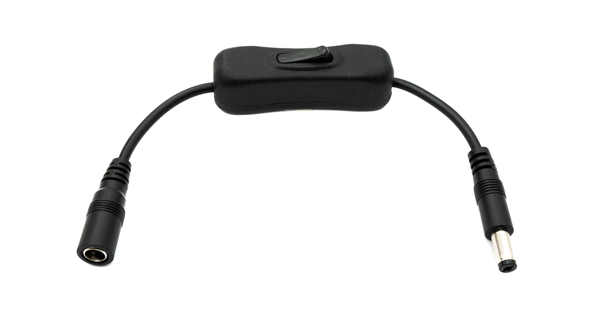 SYSTEM-S DC Kabel 20 cm 24V 5,5 x 2,5 Stecker zu Buchse Schalter in Schwarz