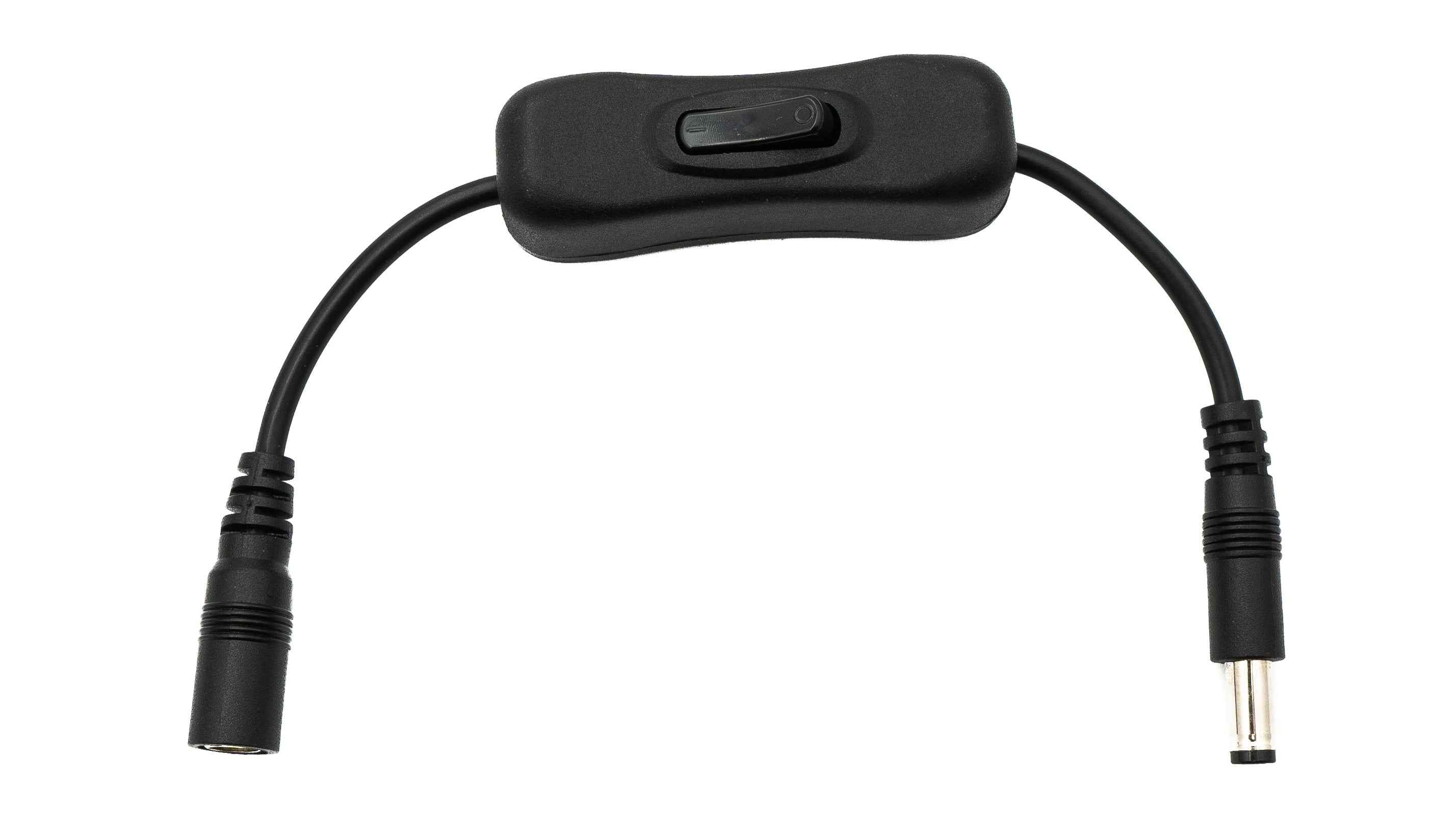 SYSTEM-S DC Kabel 20 cm 24V 5,5 x 2,5 Stecker zu Buchse Schalter in Schwarz