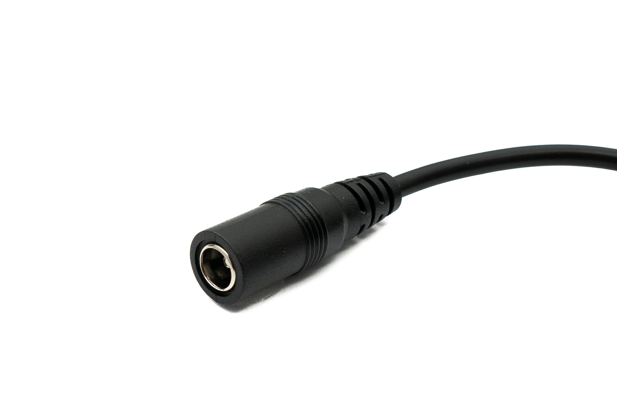 DC Kabel 20 cm 24V 5,5 x 2,5 Stecker zu Buchse mit Schalter schwarz | System-S