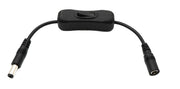 SYSTEM-S DC Kabel 20 cm 24V 5,5 x 2,1 Stecker zu Buchse Schalter in Schwarz
