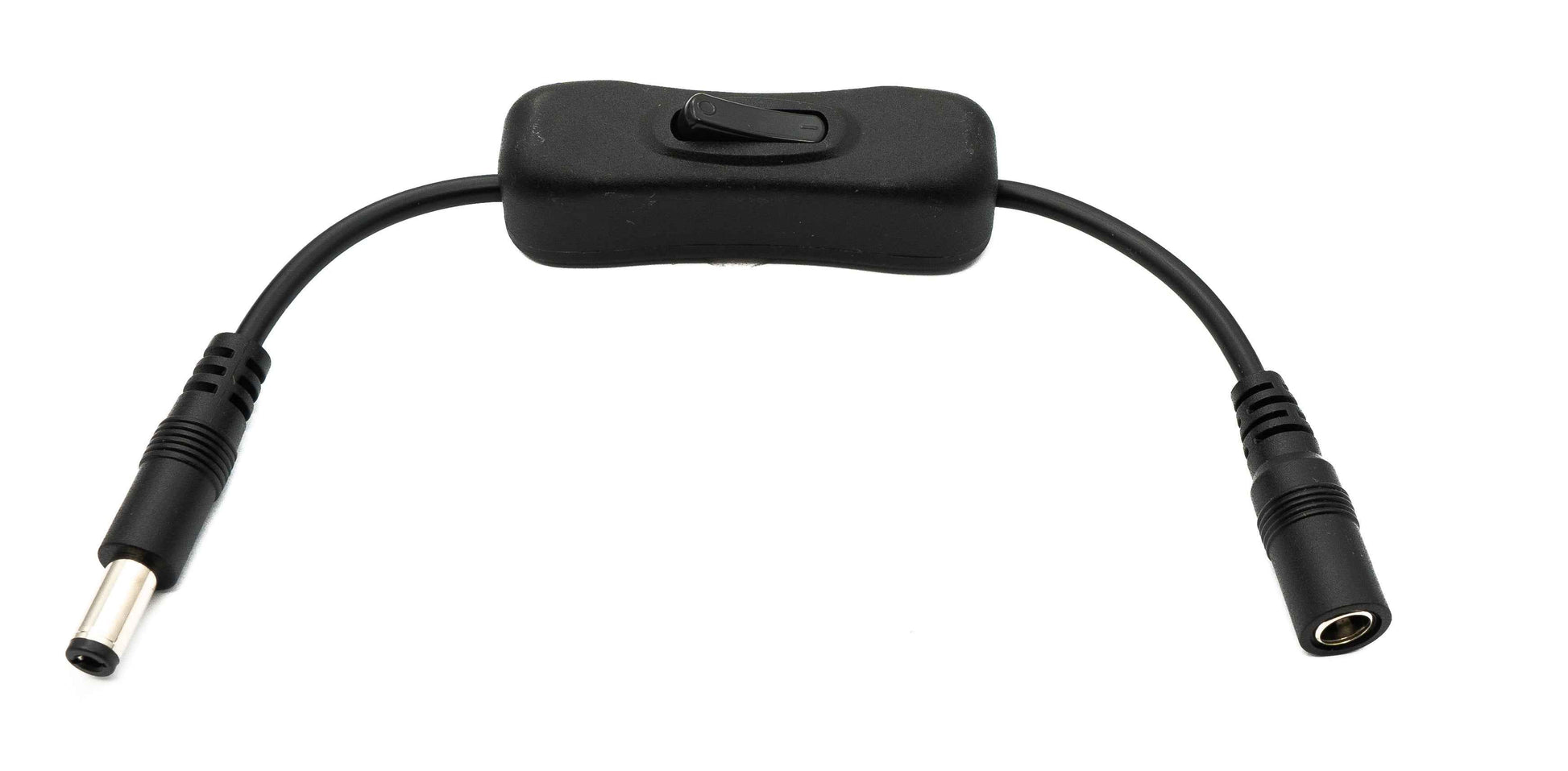 SYSTEM-S DC Kabel 20 cm 24V 5,5 x 2,1 Stecker zu Buchse Schalter in Schwarz