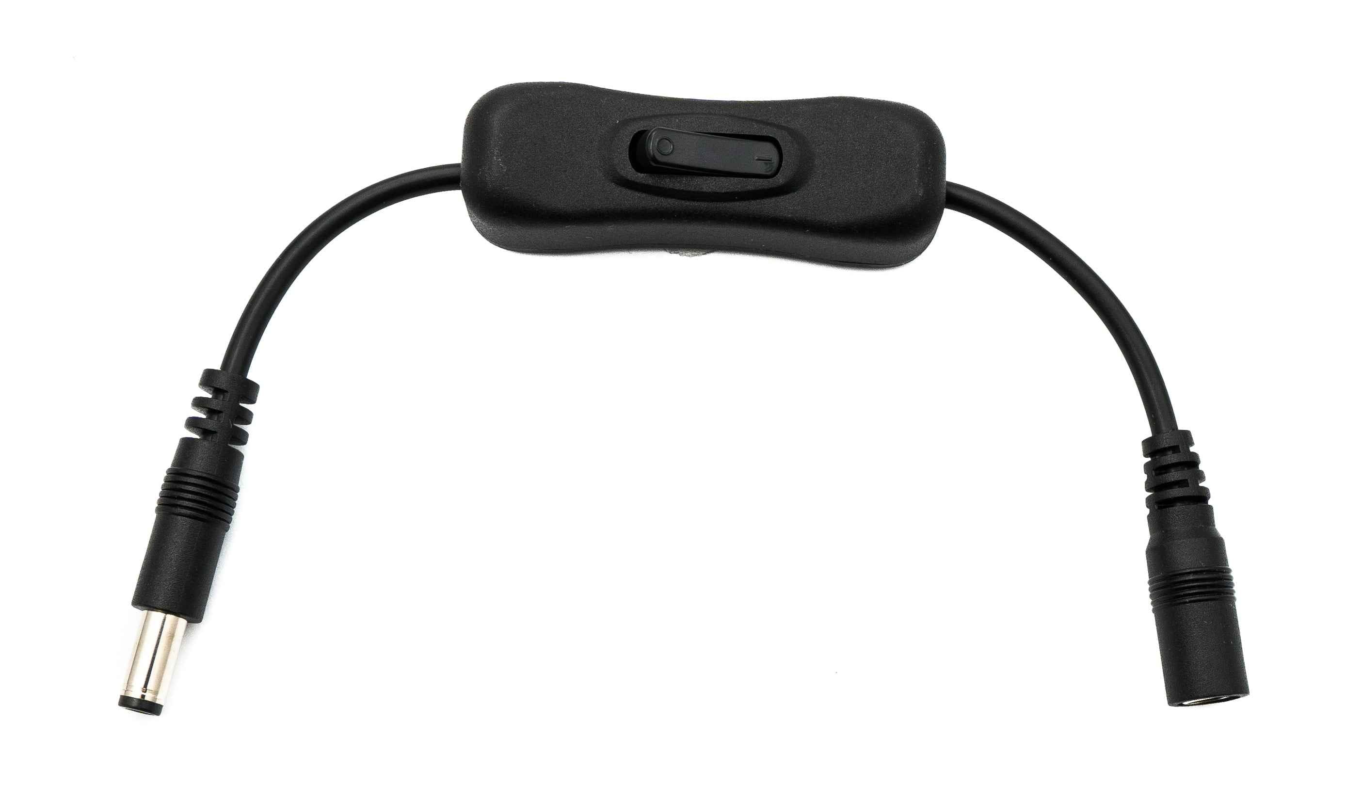 SYSTEM-S DC Kabel 20 cm 24V 5,5 x 2,1 Stecker zu Buchse Schalter in Schwarz