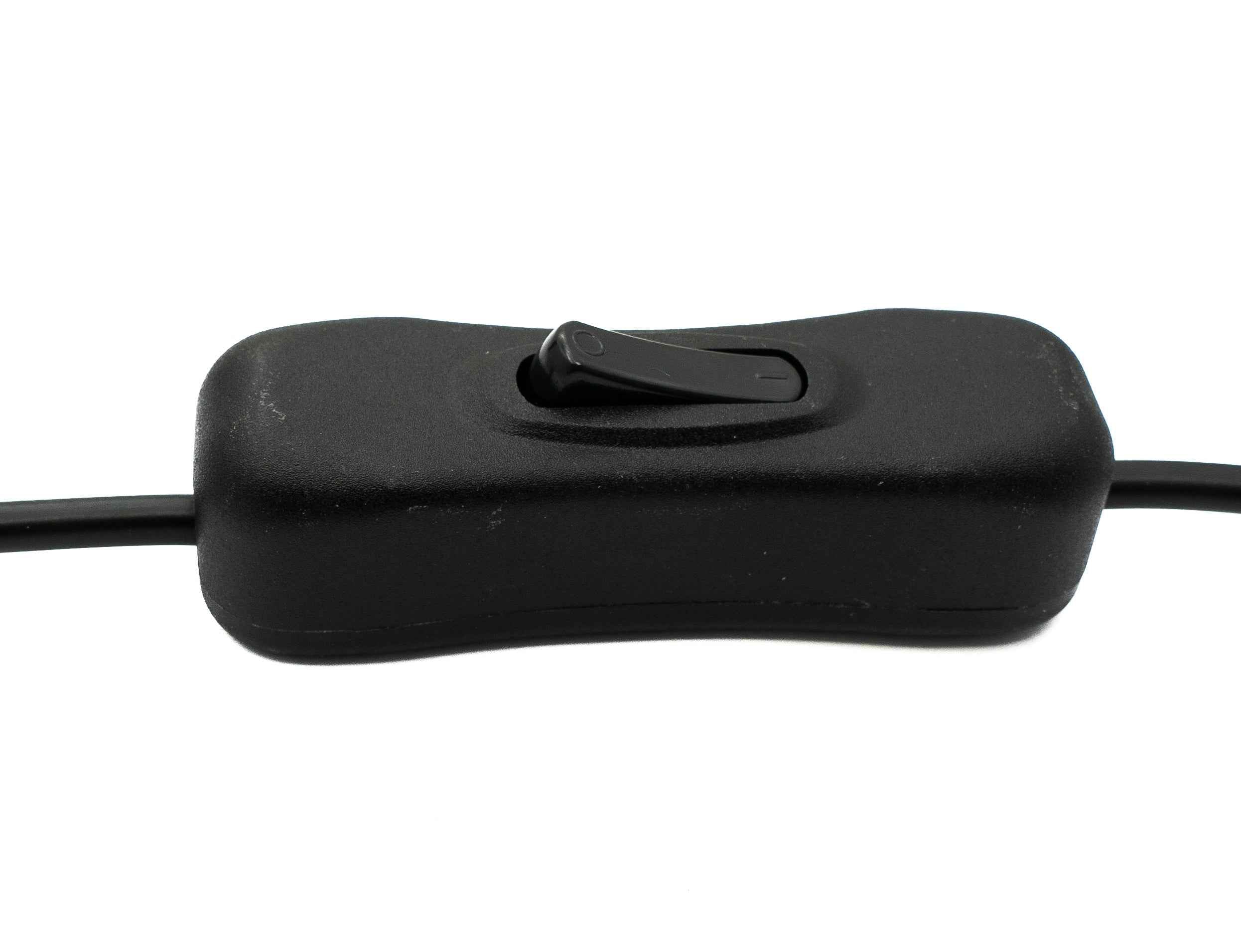 SYSTEM-S DC Kabel 20 cm 24V 5,5 x 2,1 Stecker zu Buchse Schalter in Schwarz