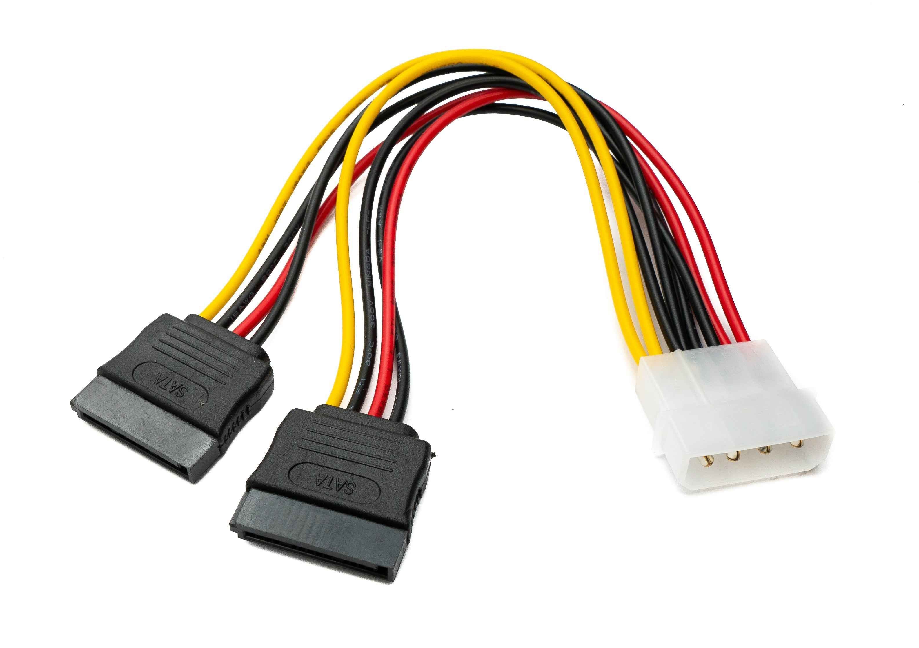 SYSTEM-S SATA Y Kabel 20 cm 2x 15Pin Buchse zu IDE 4Pin Molex Buchse Adapter für Festplatte Laufwerke