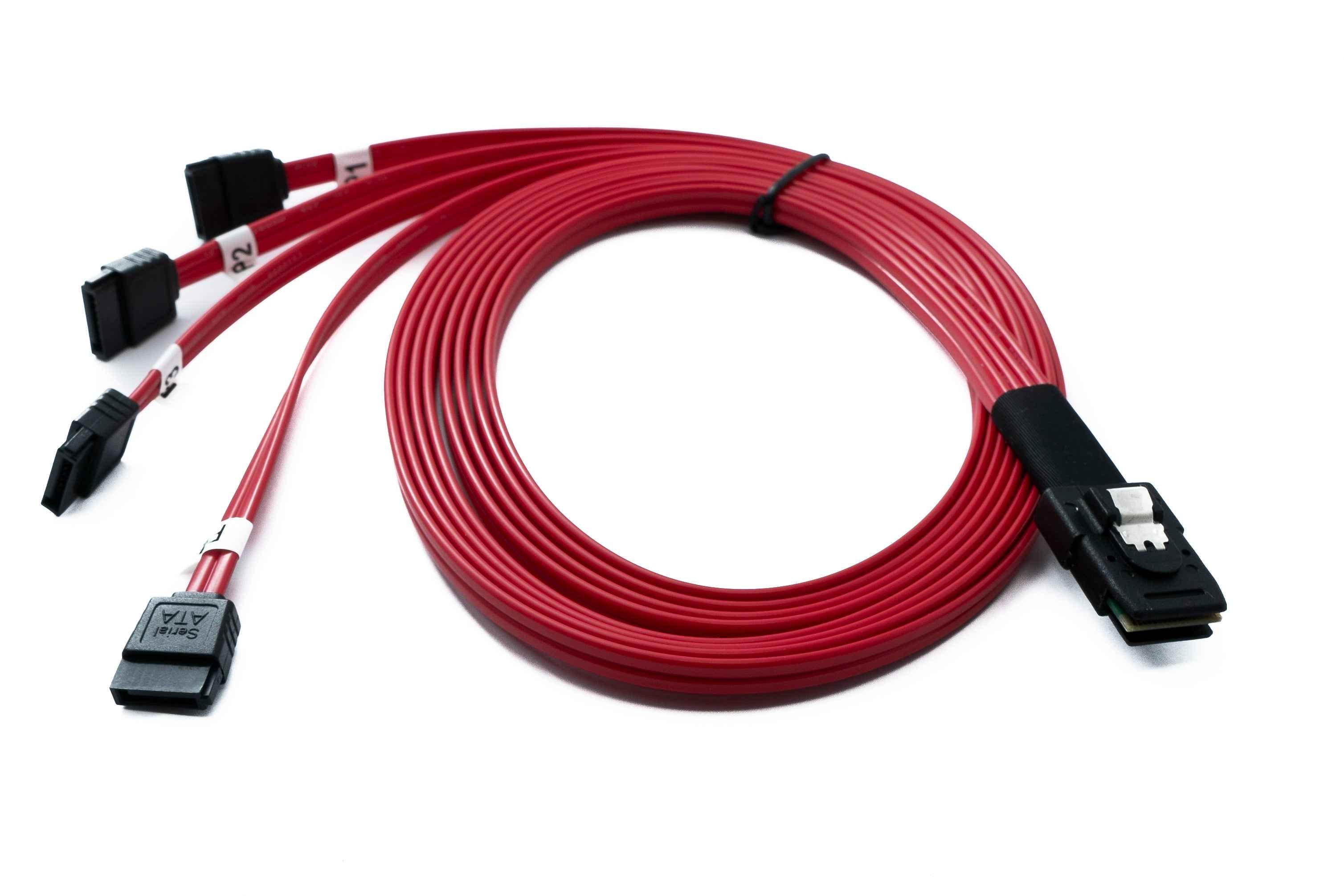SYSTEM-S SFF-8087 Kabel 100 cm Mini SAS 36 Pin zu 4x SATA 7 Pin für RAID Festplatte Motherboard