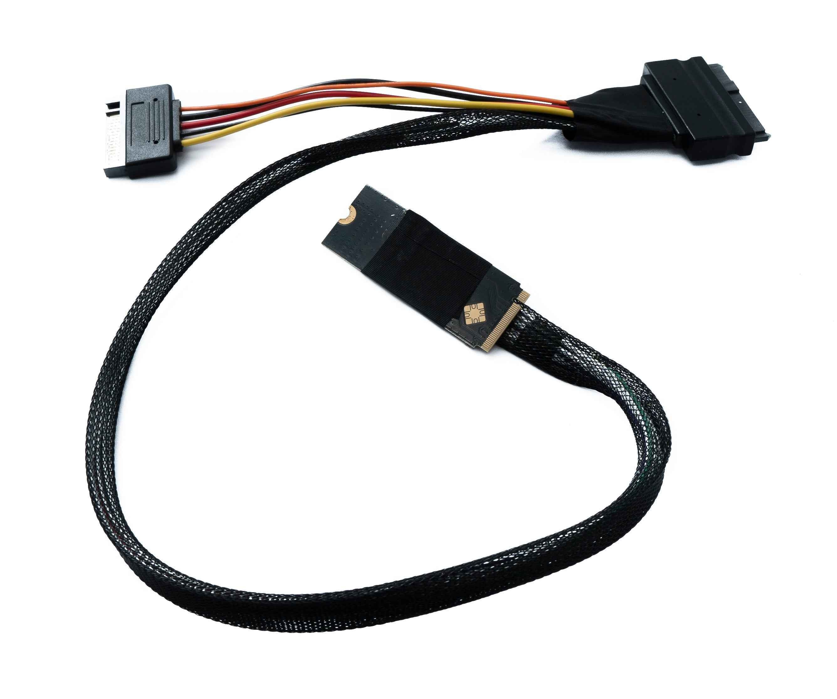 SYSTEM-S M.2 (M-Key) zu U.2 SFF-8639 NVMe Adapter-Kabel – 50 cm – mit SATA-Stromanschluss
