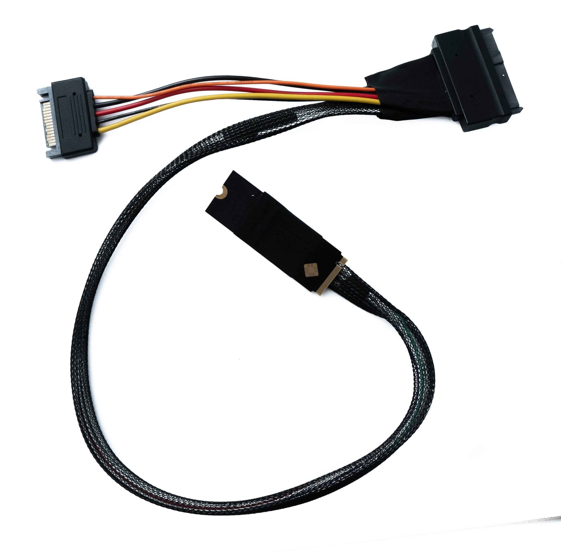 SYSTEM-S M.2 (M-Key) zu U.2 SFF-8639 NVMe Adapter-Kabel – 50 cm – mit SATA-Stromanschluss