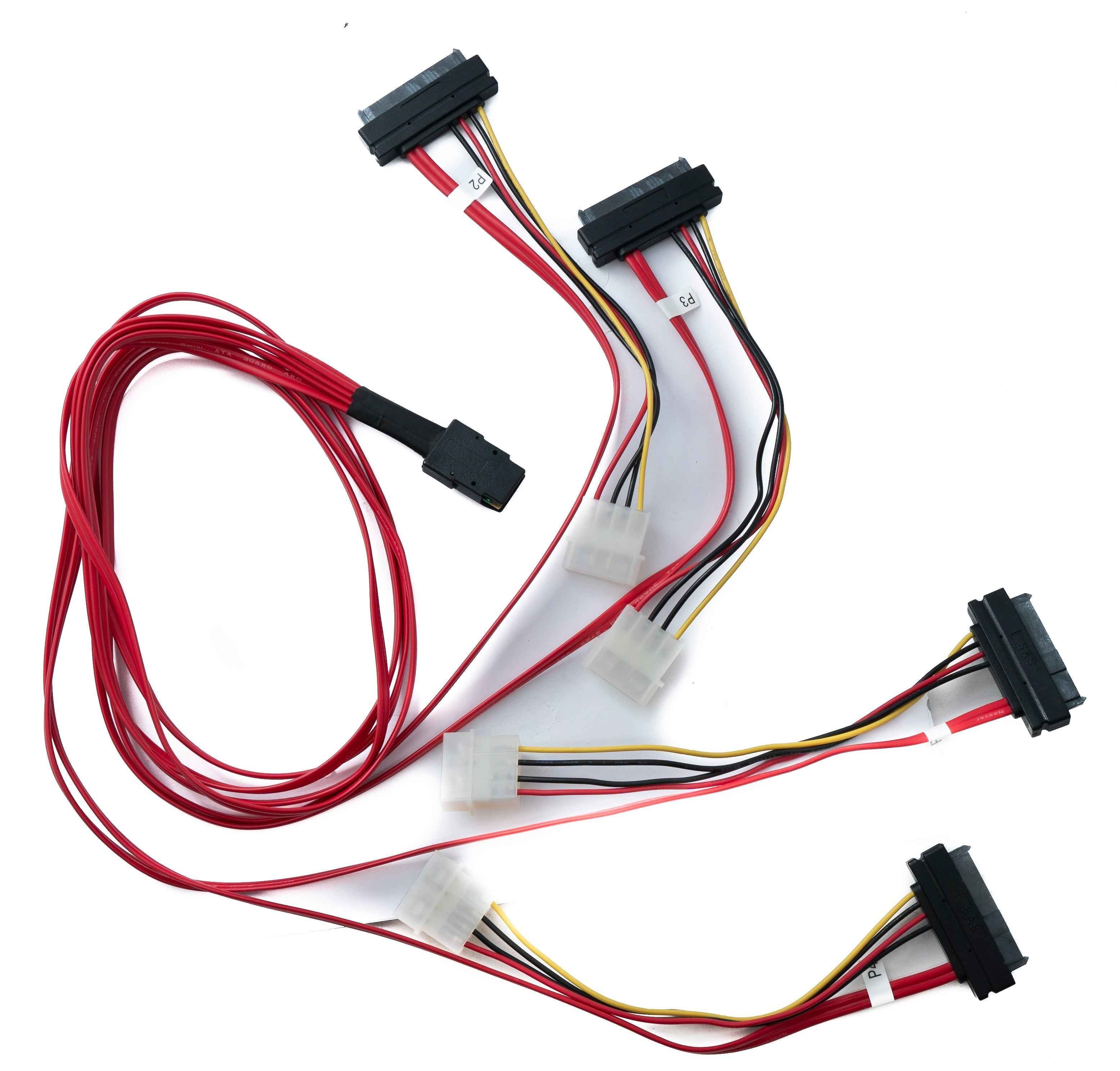 SYSTEM-S SFF-8087 Kabel 100 cm Mini SAS 36 Pin zu 4x SAS 29 Pin SFF-8482 für RAID Festplatte Motherboard
