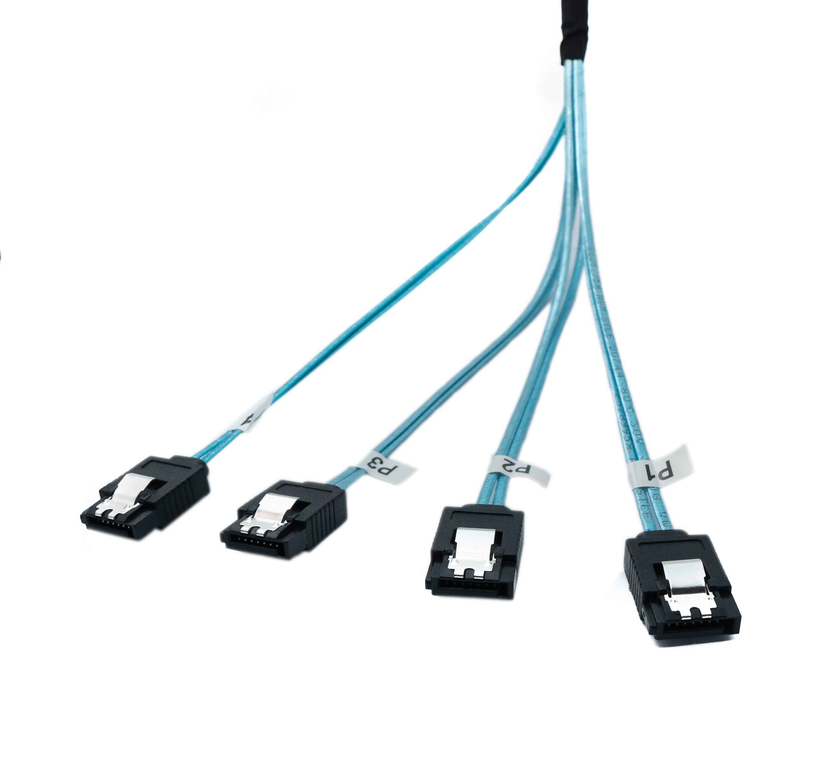 SYSTEM-S SFF-8087 Kabel 100 cm 4x SATA 7 Pin Stecker zu 4x Stecker für RAID Festplatte Motherboard