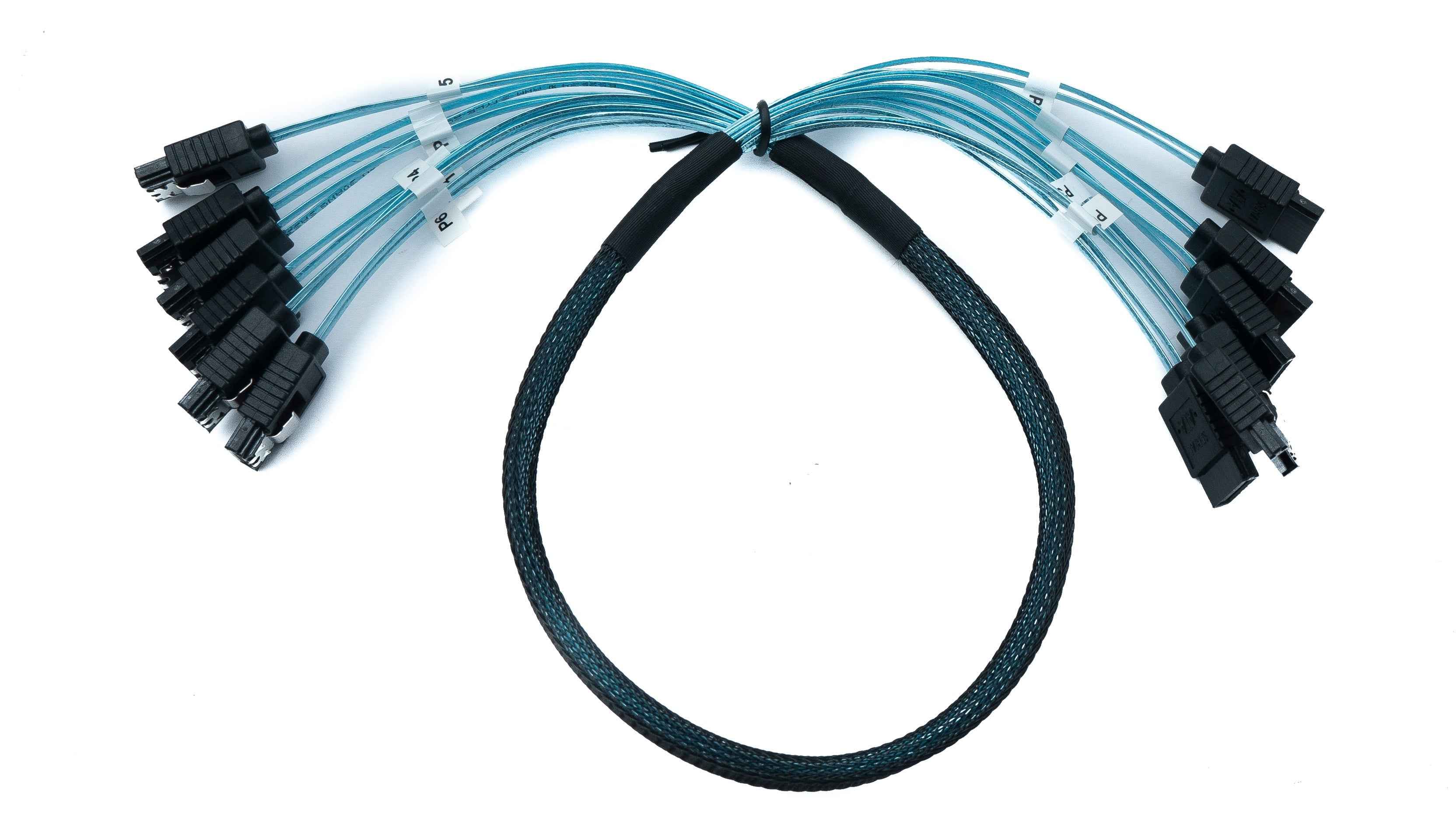 SYSTEM-S SFF-8087 Kabel 50 cm 6x SATA 7 Pin Stecker zu 6x Stecker für RAID Festplatte Motherboard