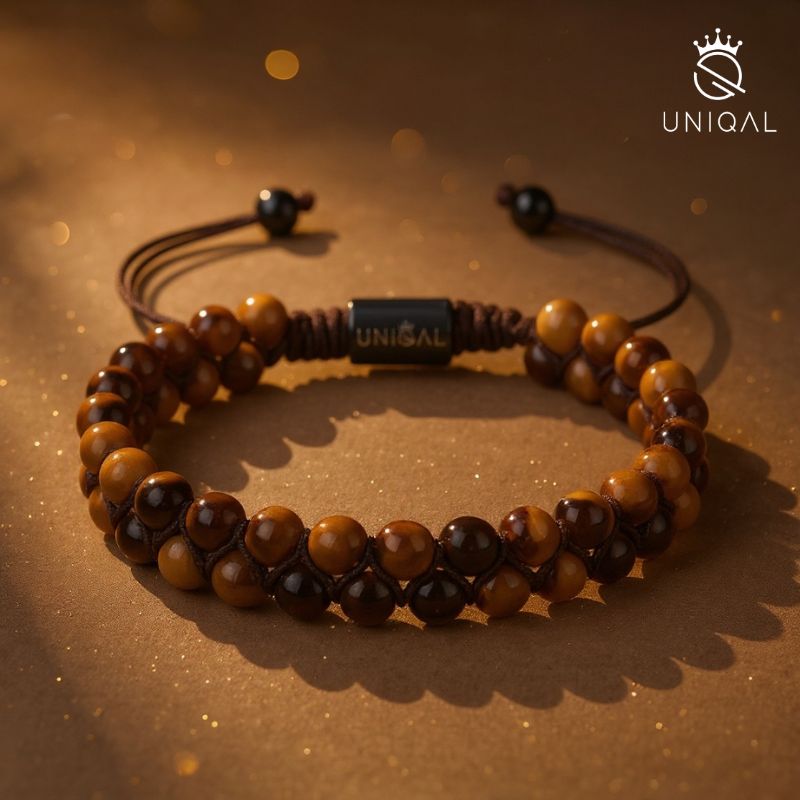 Perlenarmband Tigerauge Zweireihig 6mm