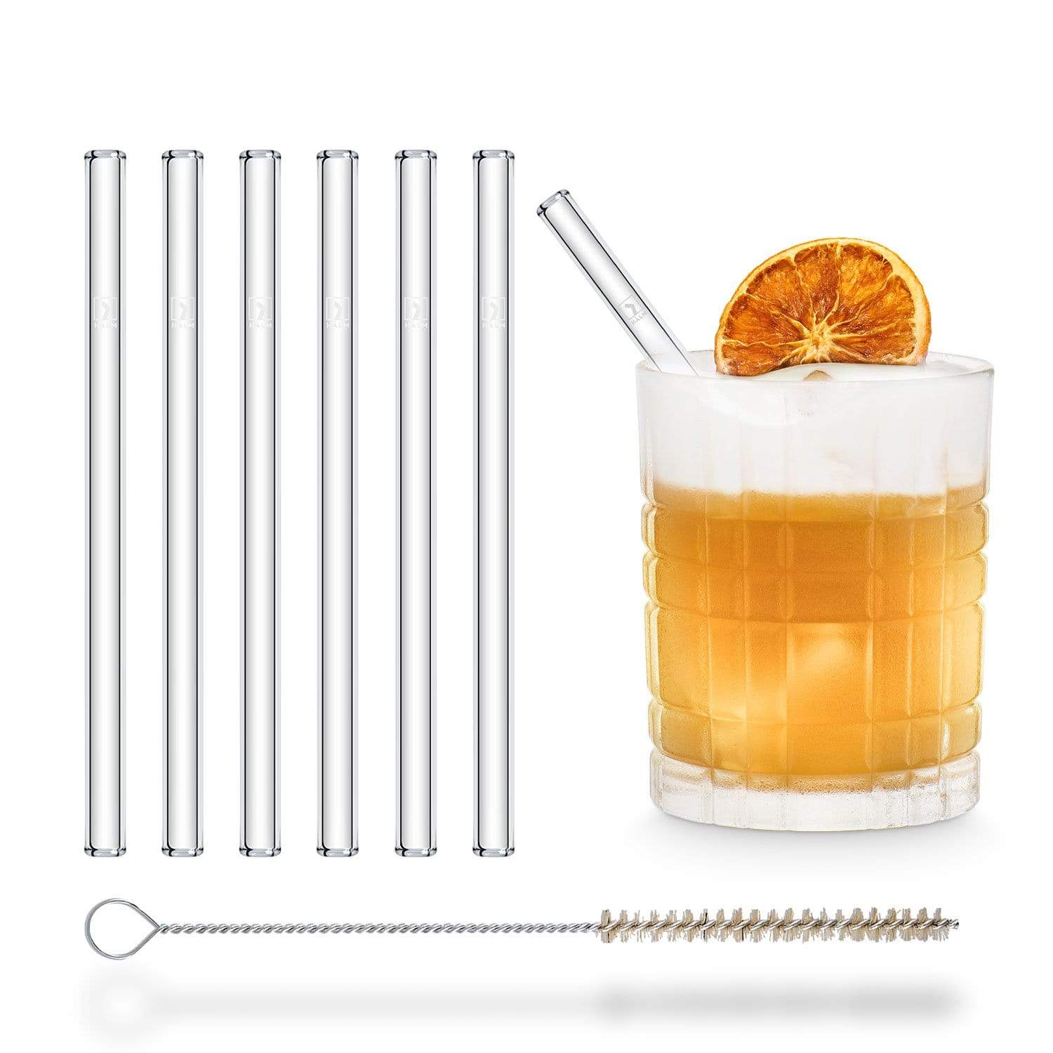Glasstrohhalme 15 cm gerade 6er Set spülmaschinenfest wiederverwendbar