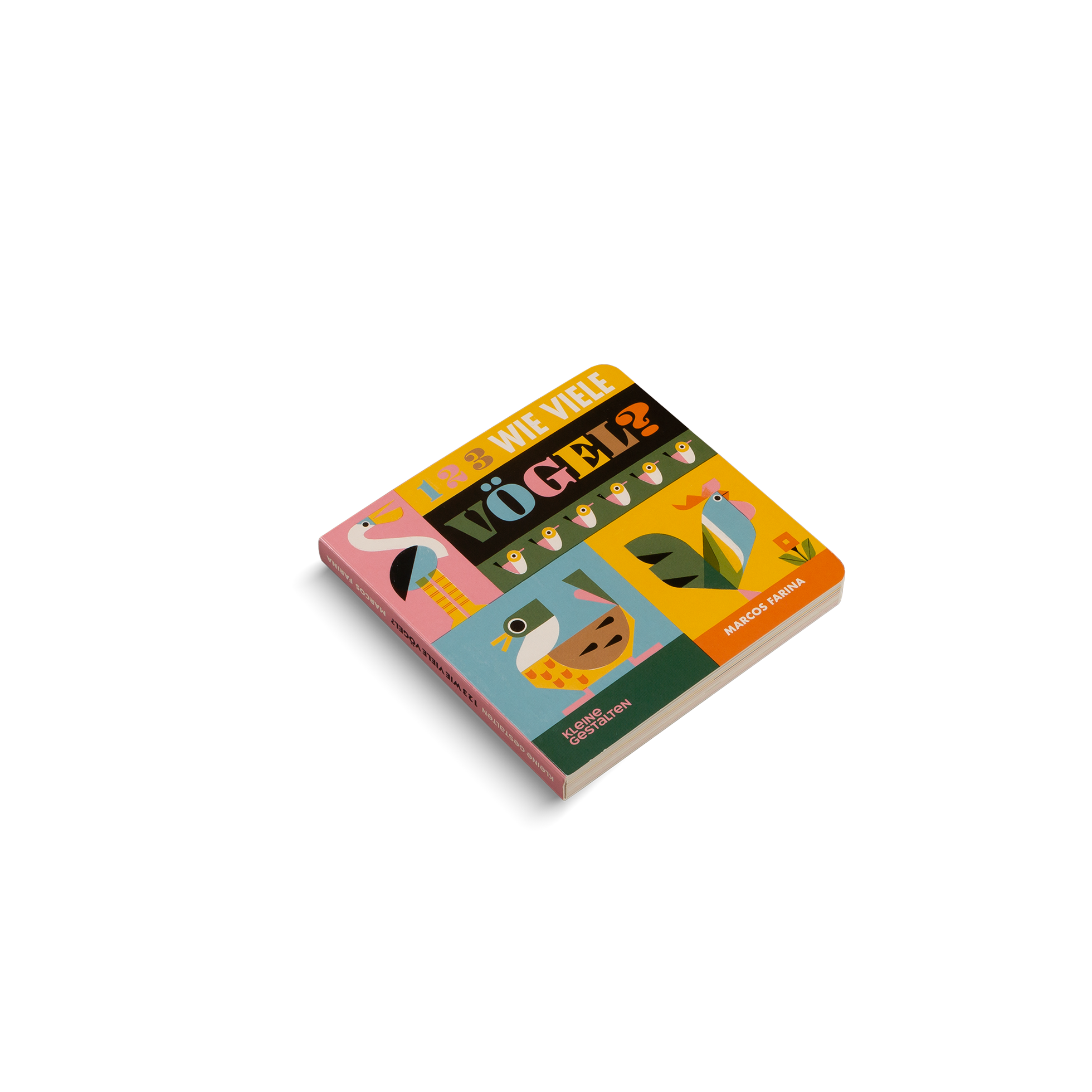 1 2 3 Wie viele Vögel? Spiel mit Vögeln in leuchtenden Farben auf einem weißen Hintergrund